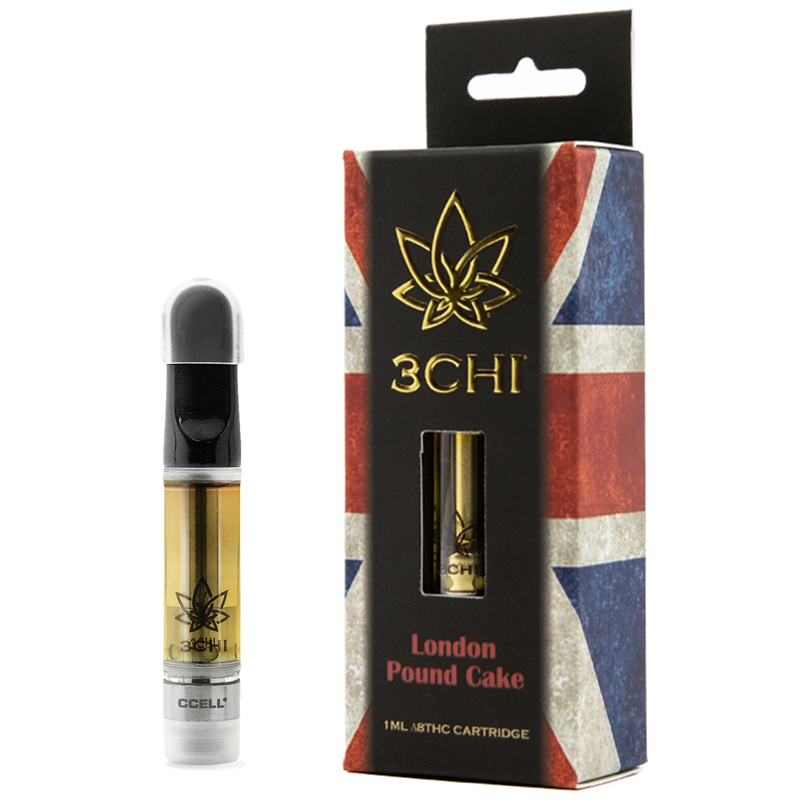 3CHI Delta 8 Vape Cartridge London Pound Cake 1ml CDT Leafly