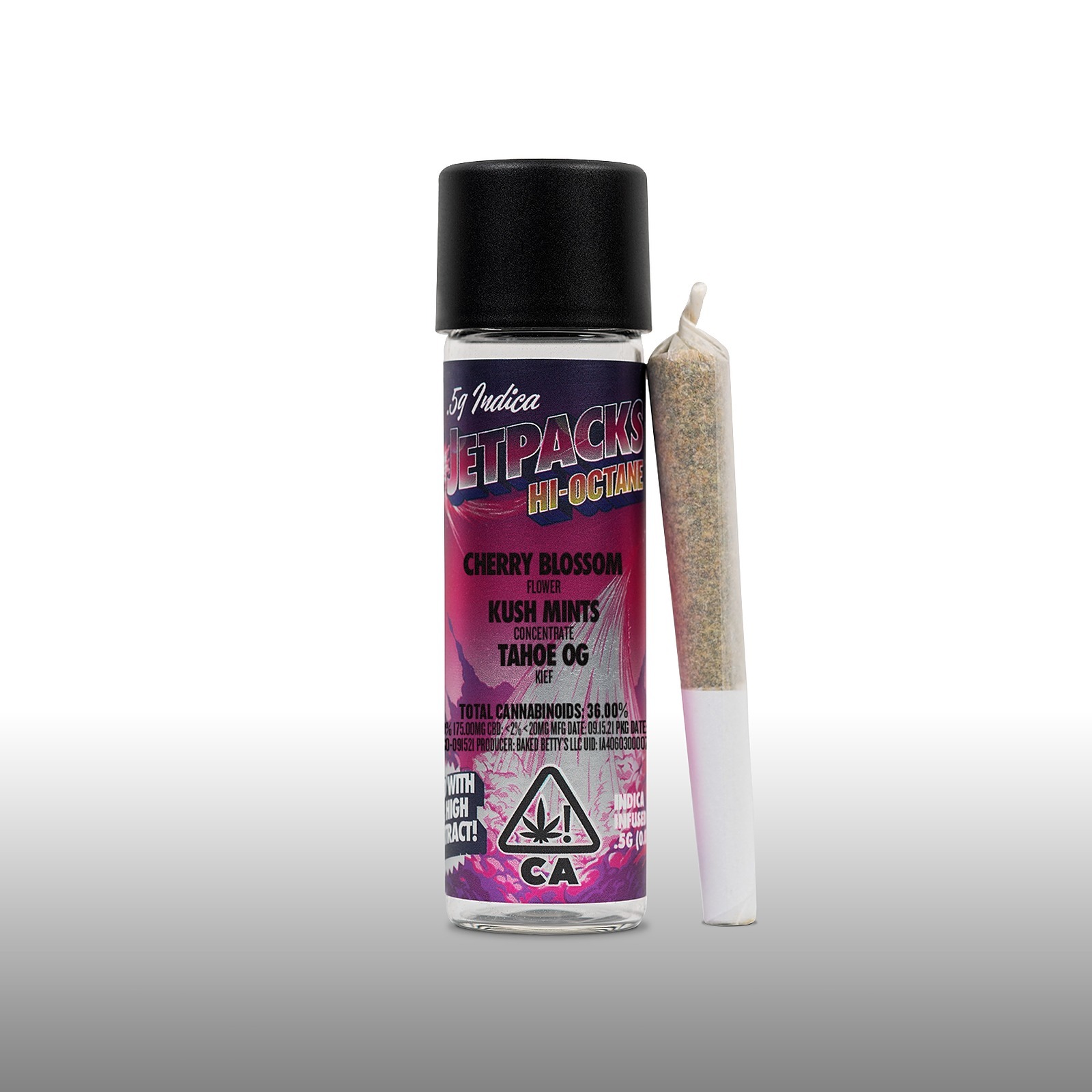 Jetpacks Cherry Blossom, Kush Mints, Tahoe OG (0.5G Infused PreRoll