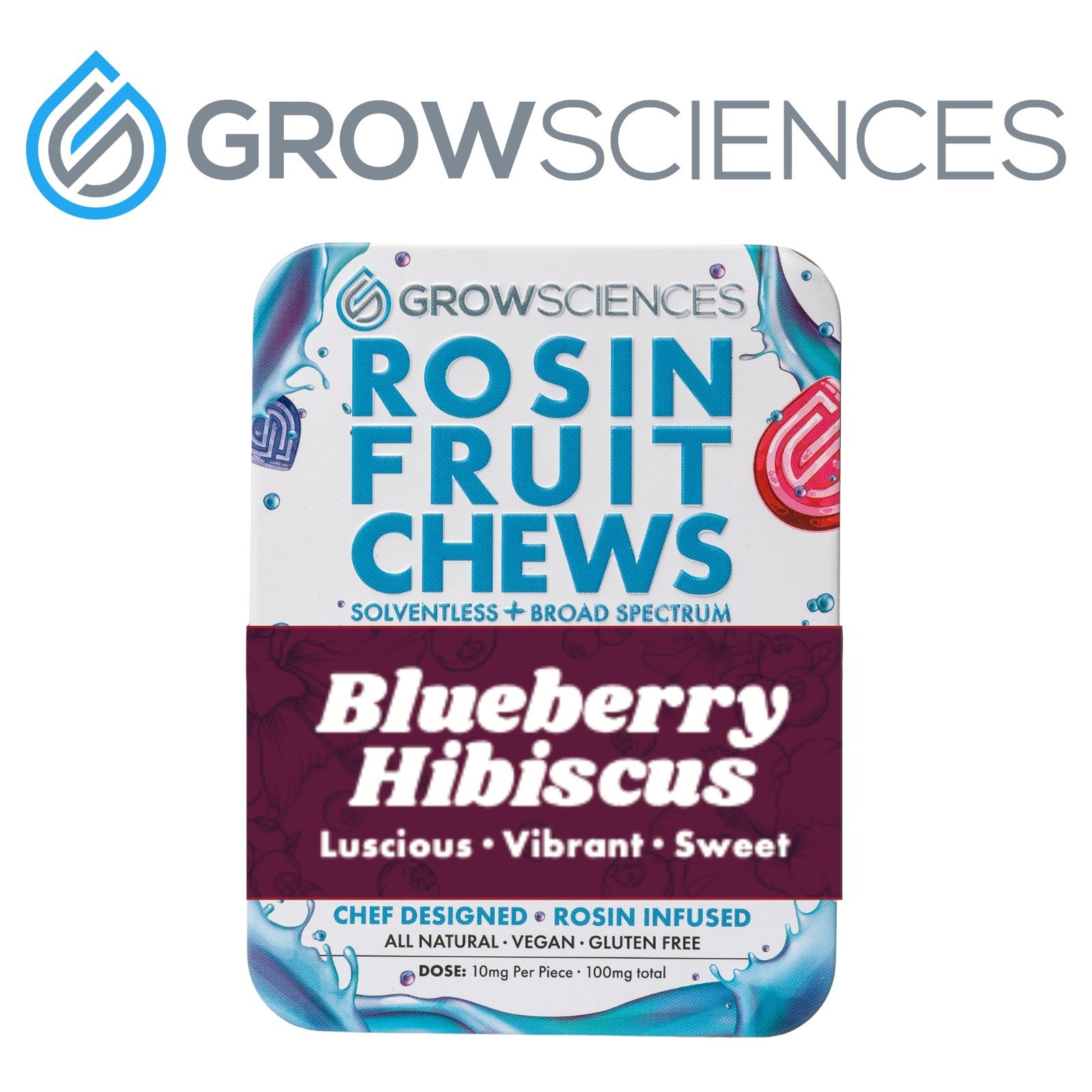 Grow Sciences Blueberry Hibiscus Rosin Fruit Chew (100mg) Leafly