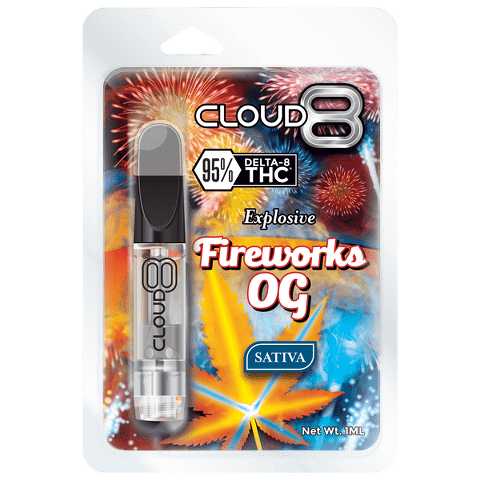 cloud 8 disposable vape Cloud 8 Delta-8 THC: Cloud 8 - Delta 8 - Fireworks OG - 1ML Cartridge