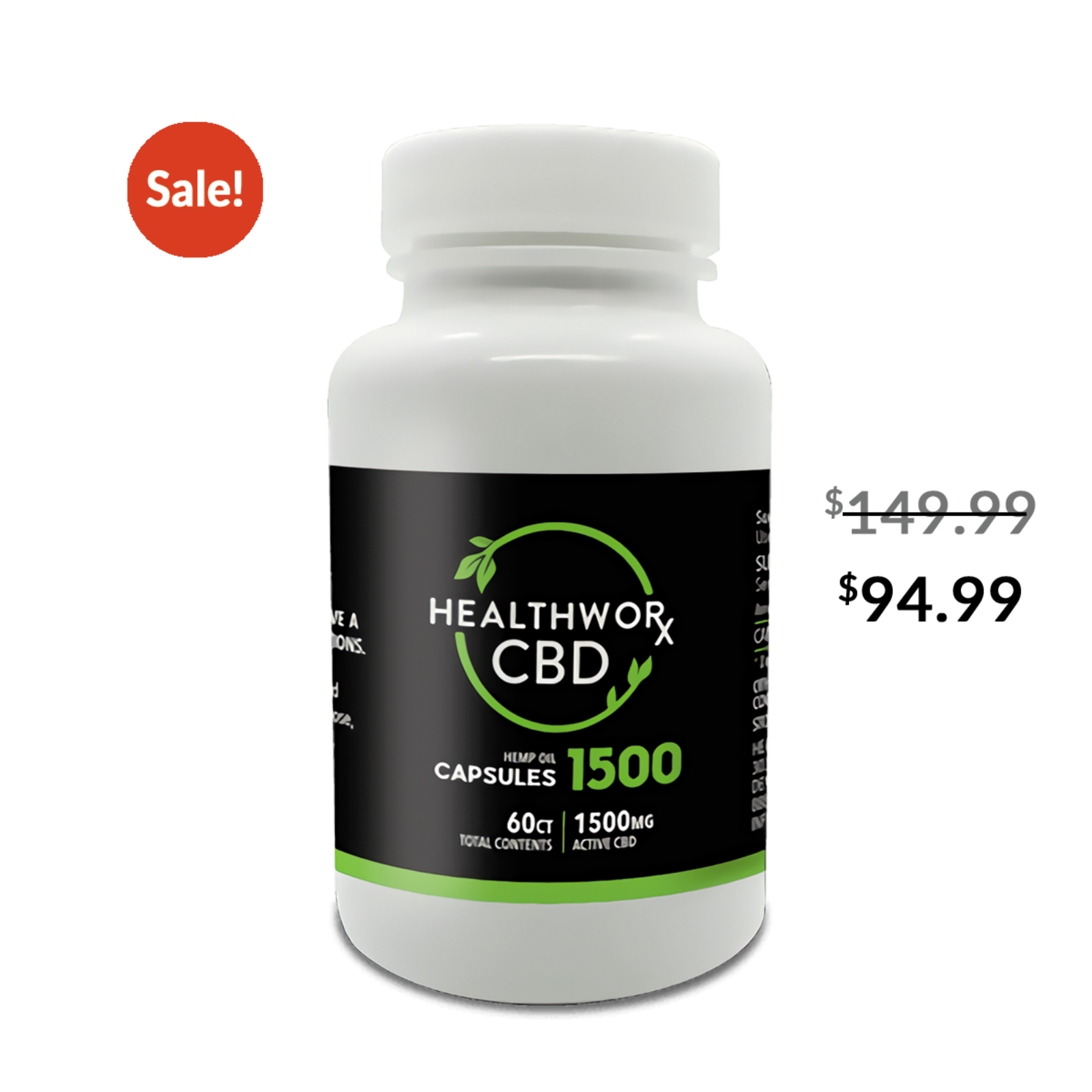 60ct CBD CAPSULES 1500mg | Leafly