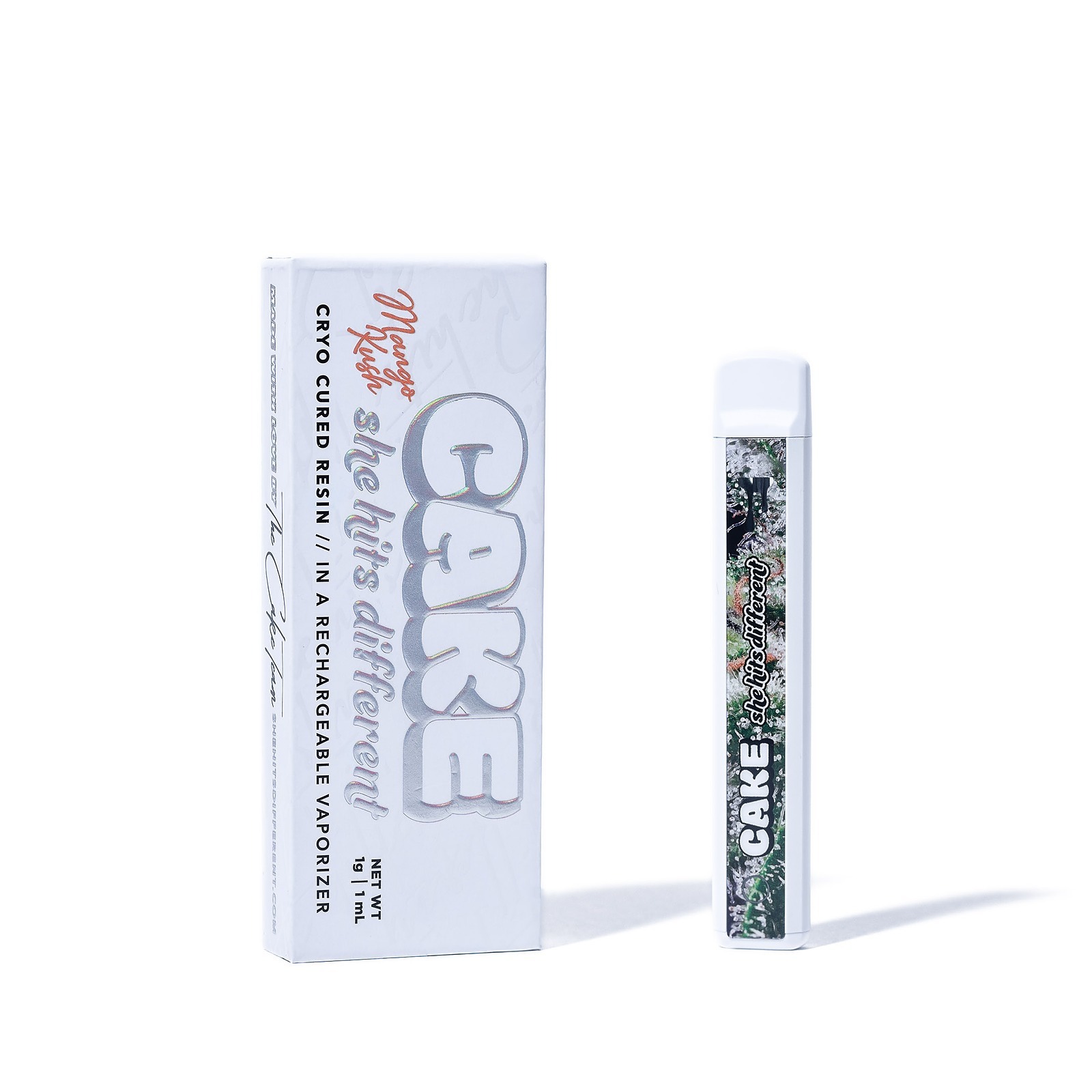 CAKE she hits different Cryo Cured Resin Mango Kush Disposable 1G