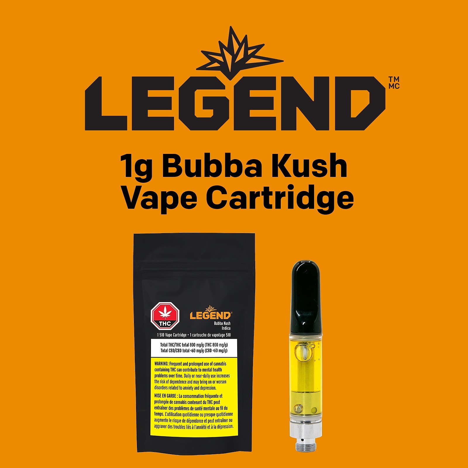 Legend Legend 1g Bubba Kush Vape Cartridge Leafly