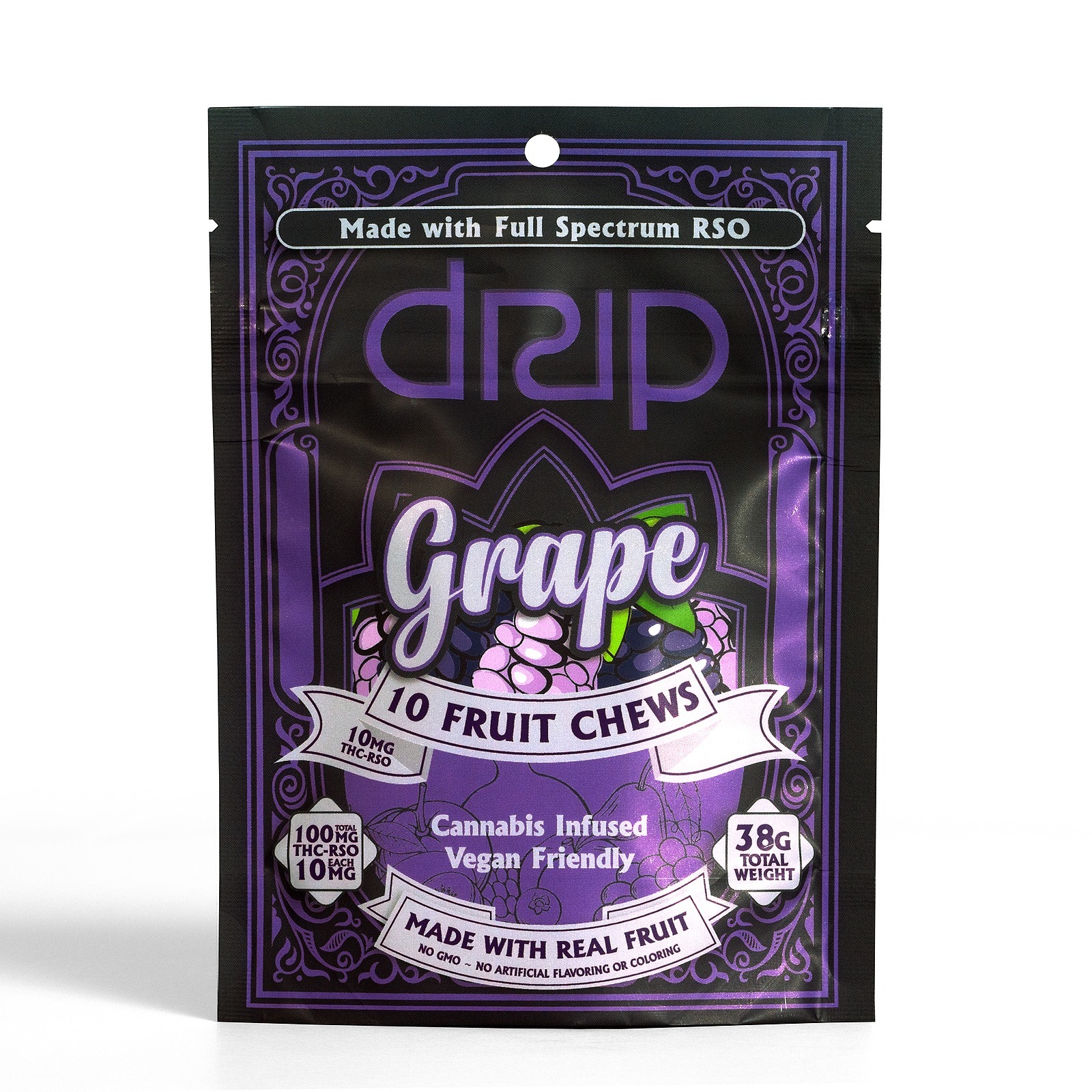 DRIP Oils + Extracts Fruit Chews 100mg Grape RSO Leafly
