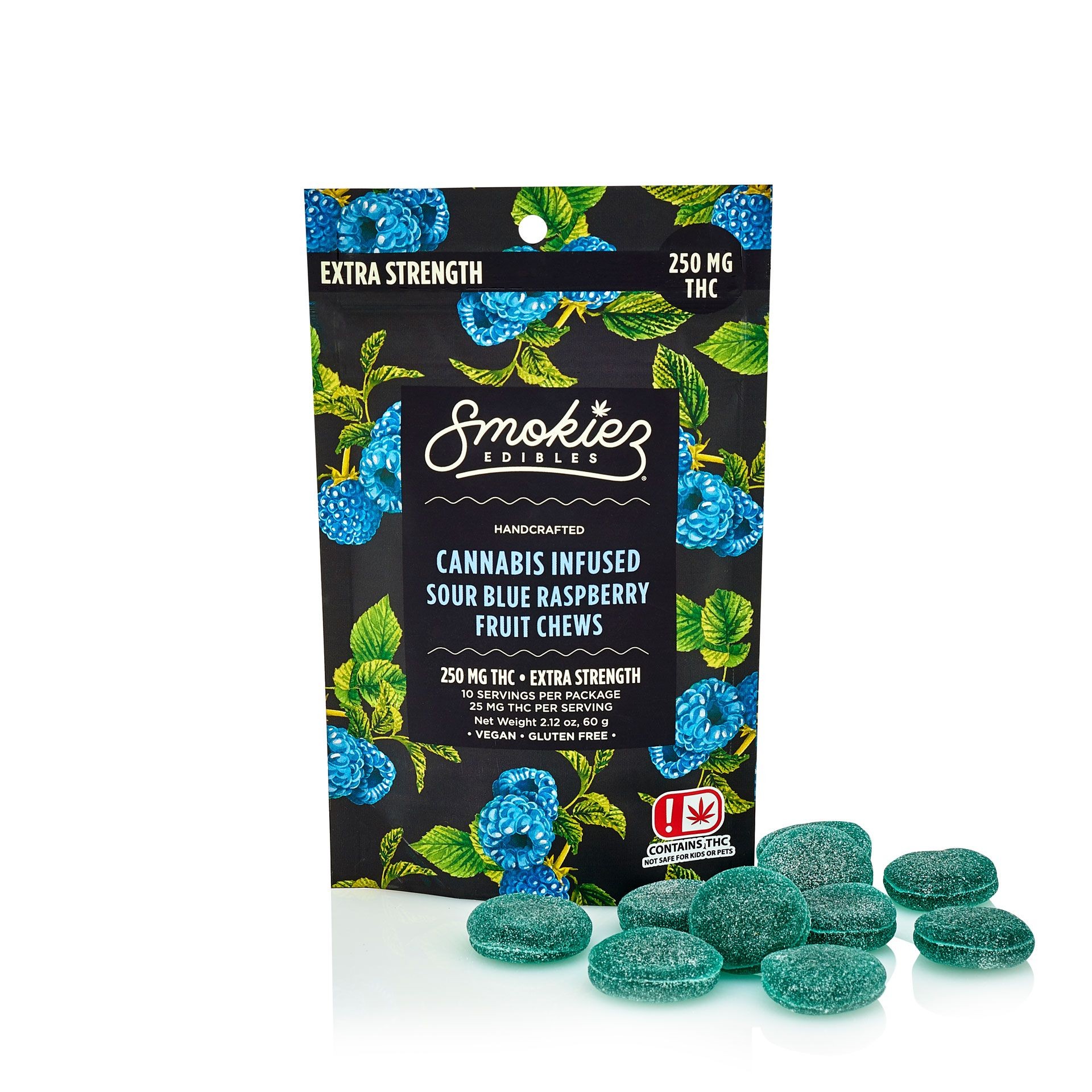 Smokiez Edibles: Sour Blue Raspberry Fruit Chews 250mg THC - OK | Leafly