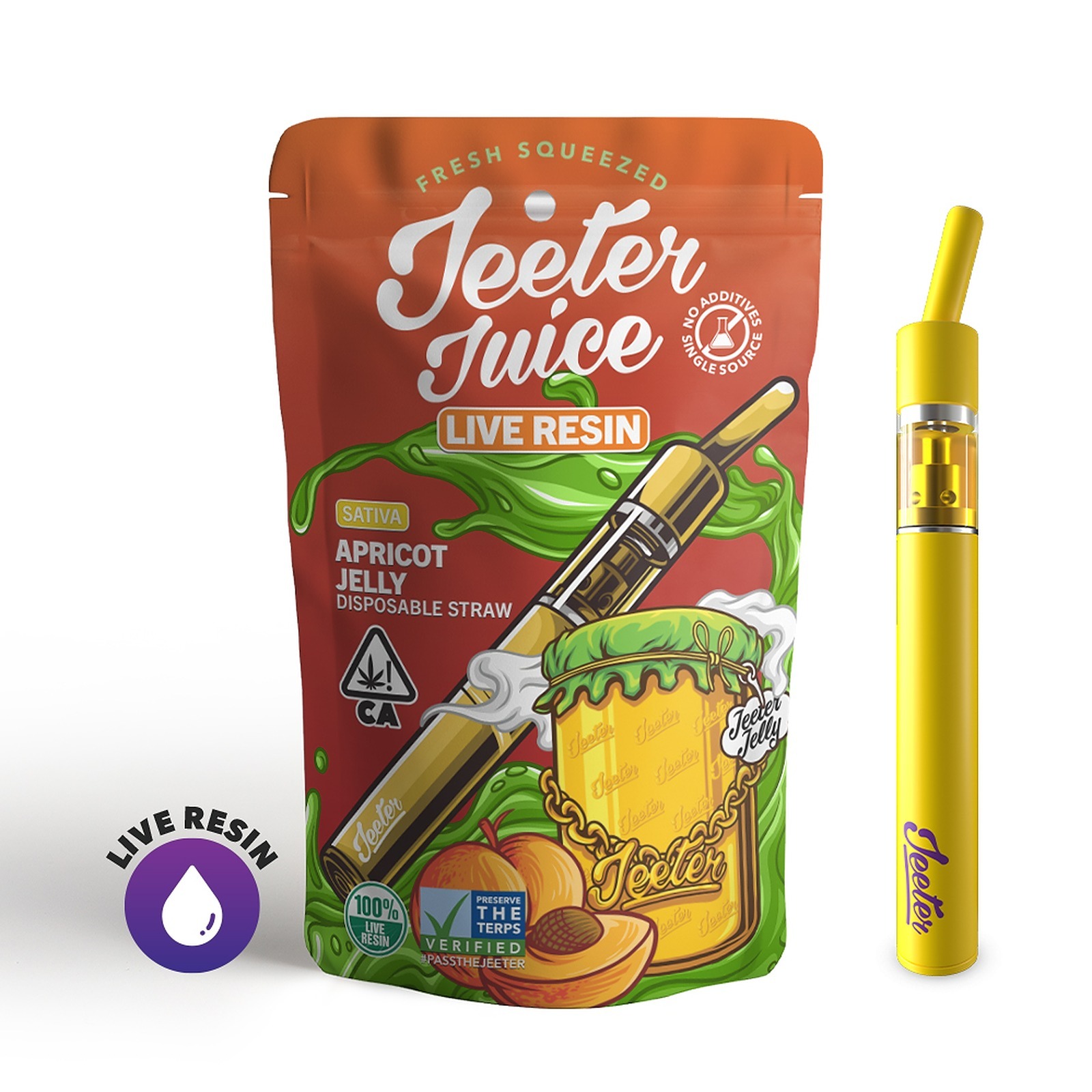 Jeeter Apricot Jelly Live Resin Disposable Straw 500mg Leafly