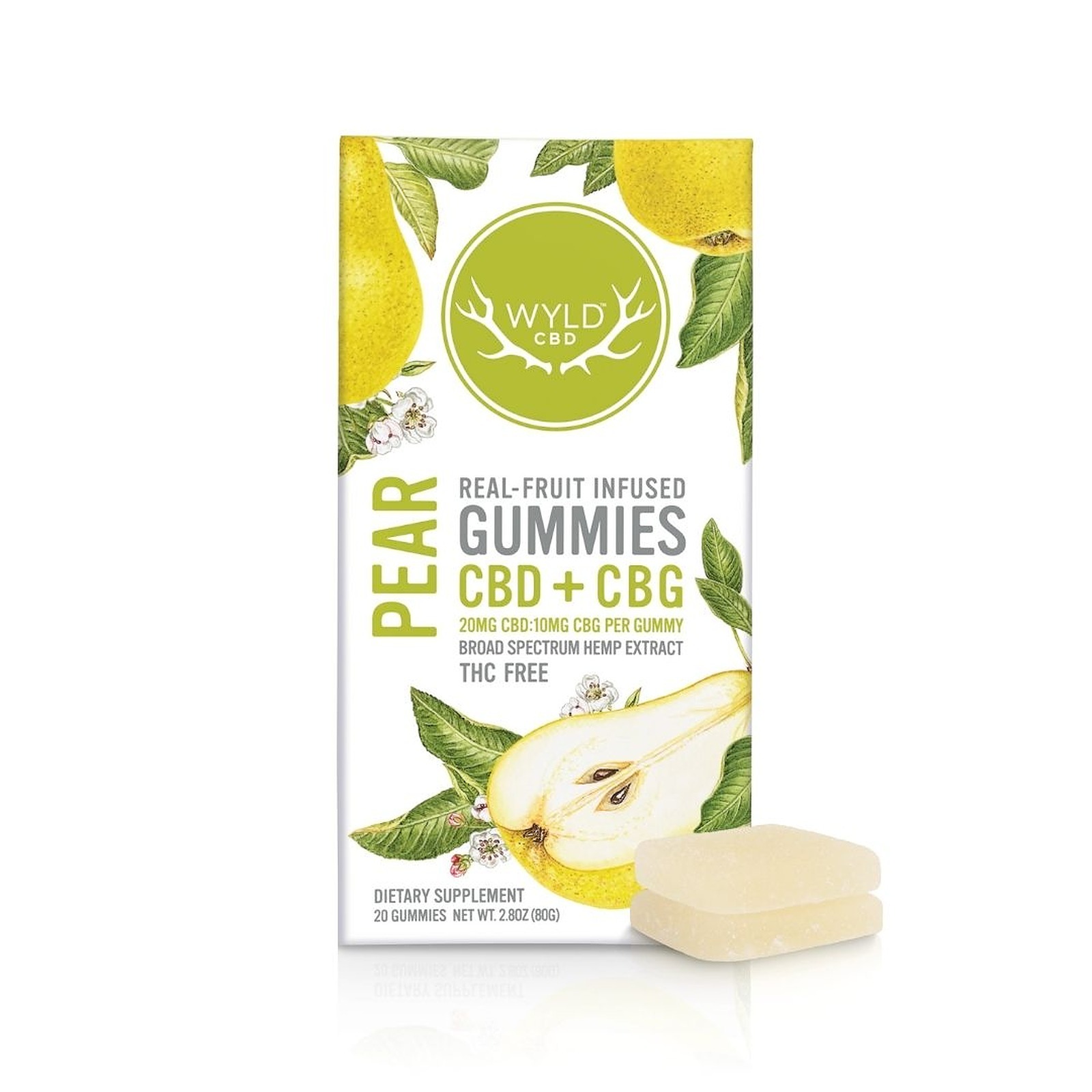 Wyld CBD: Pear CBD:CBG Gummies | 400mg:200mg | 20-pack | Leafly