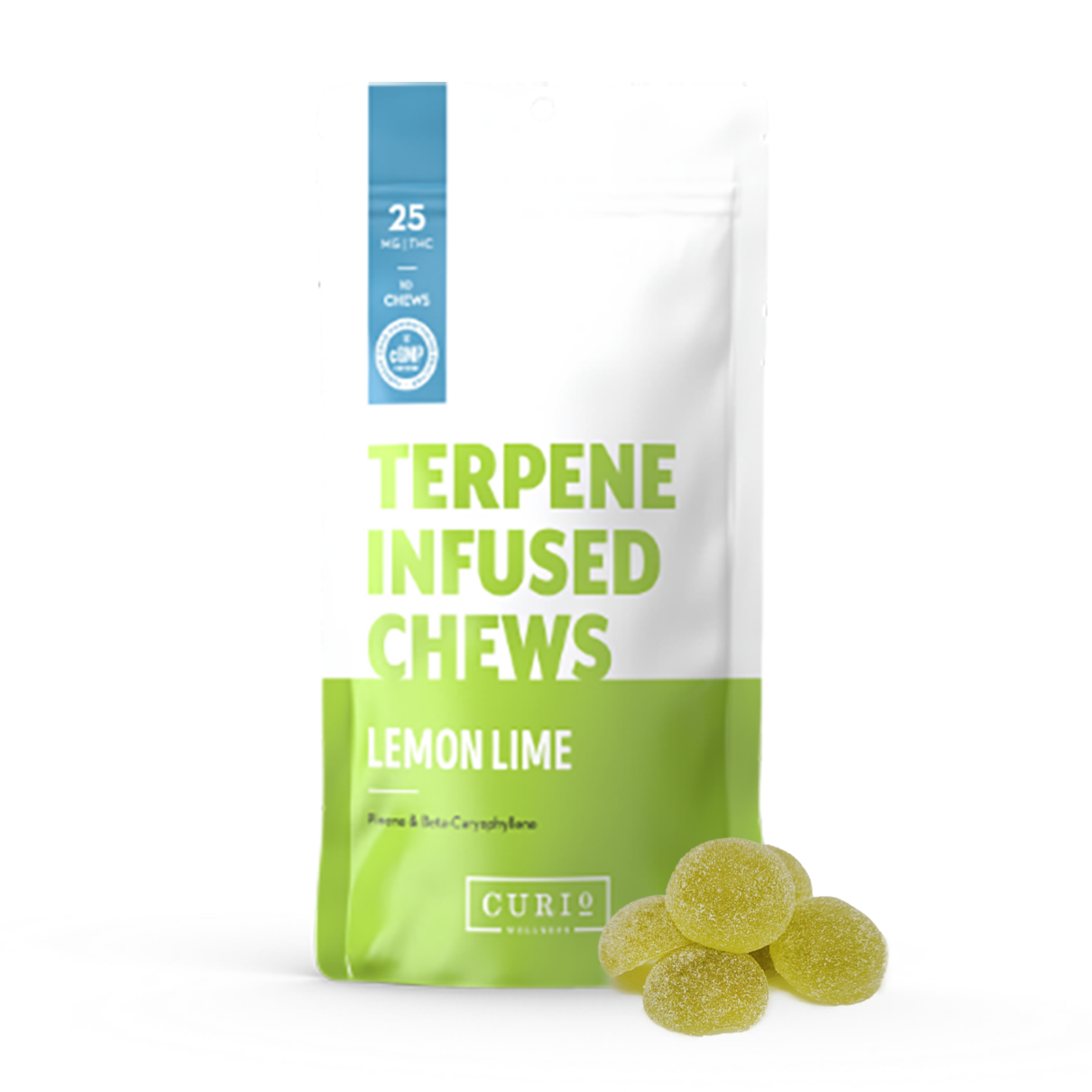 Curio Wellness: Terpene Infused Chews-Lemon Lime | 250mg | 10pk | Leafly