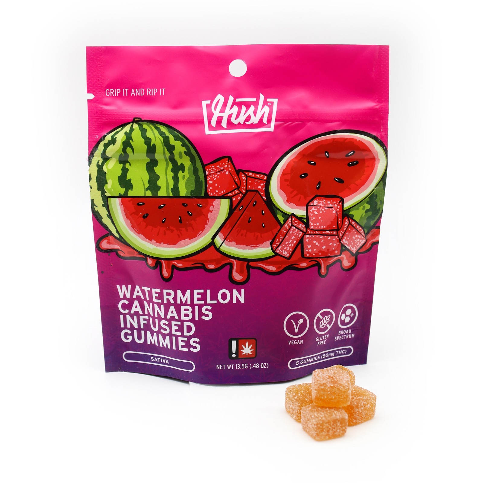 HUSH Watermelon Cannabis Infused Gummies 50mg Leafly