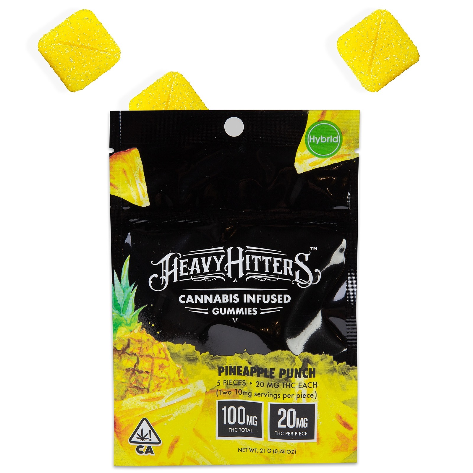 Heavy Hitters Pineapple Punch Ultra Gummy 100mg 5 Pack Hybrid Leafly