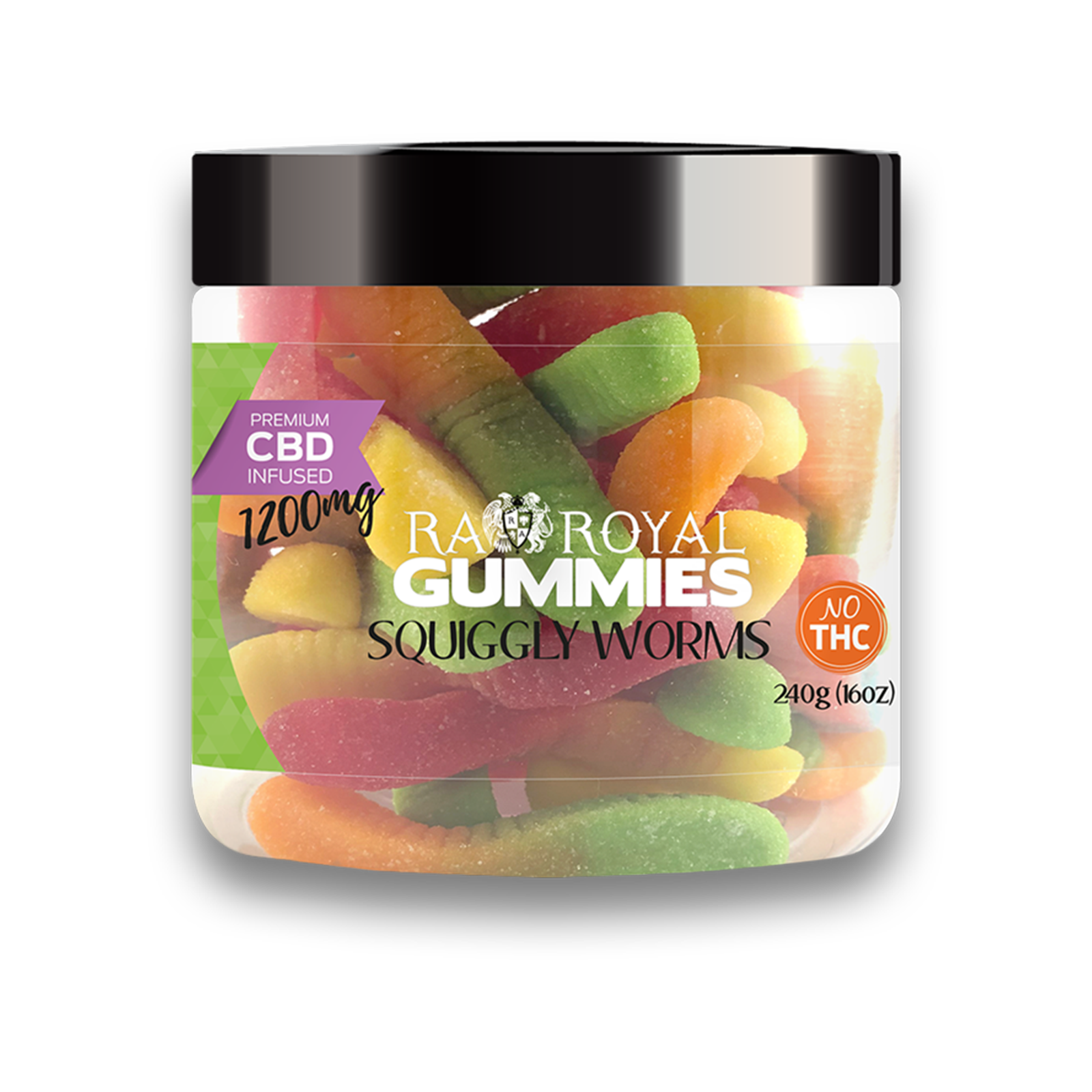 RA Royal R.A. Royal Gummies CBD Squiggly Worms Gummy Jar (1200 MG