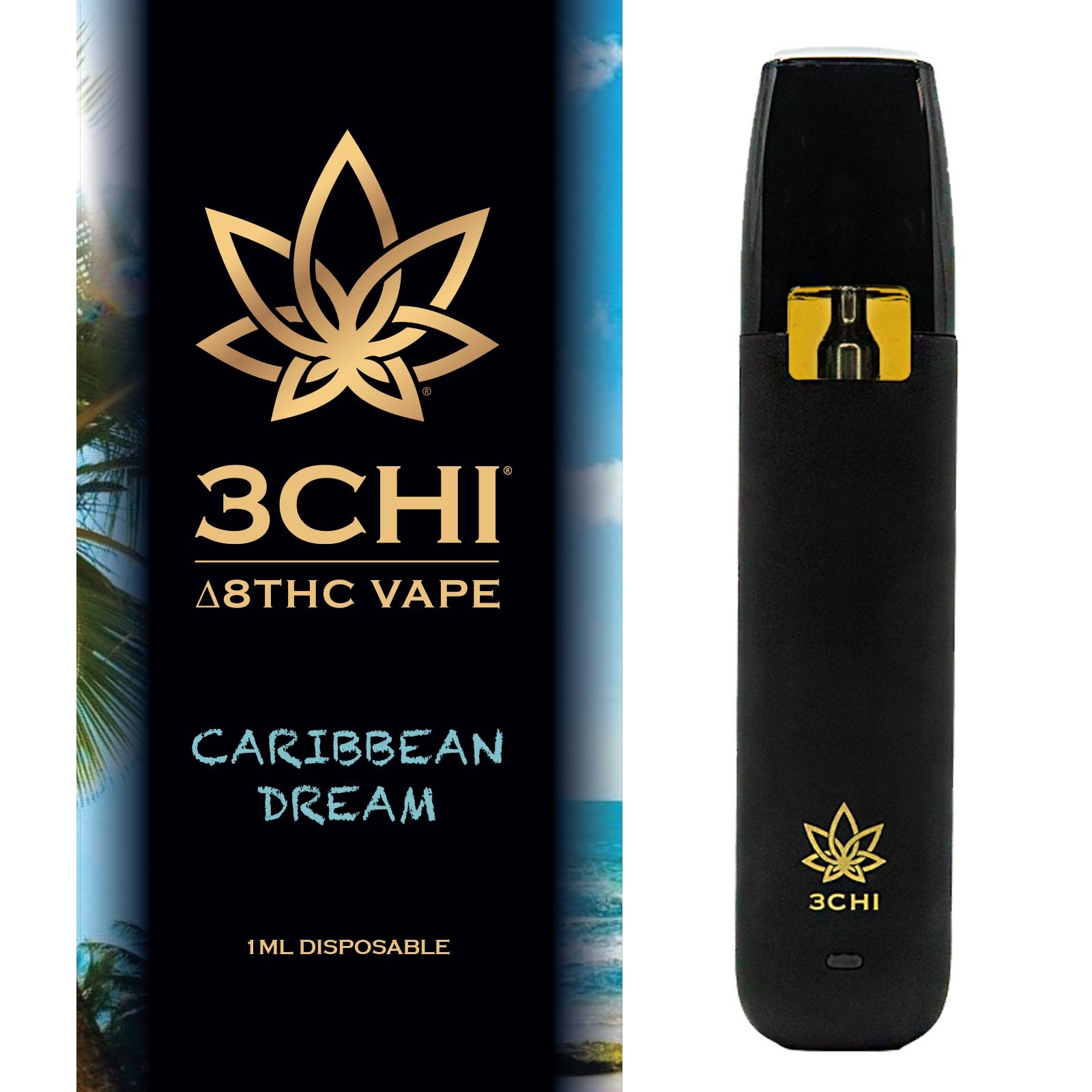 3CHI: Delta 8 THC Disposable Vape Cartridge - Caribbean Dream - 1ml ...