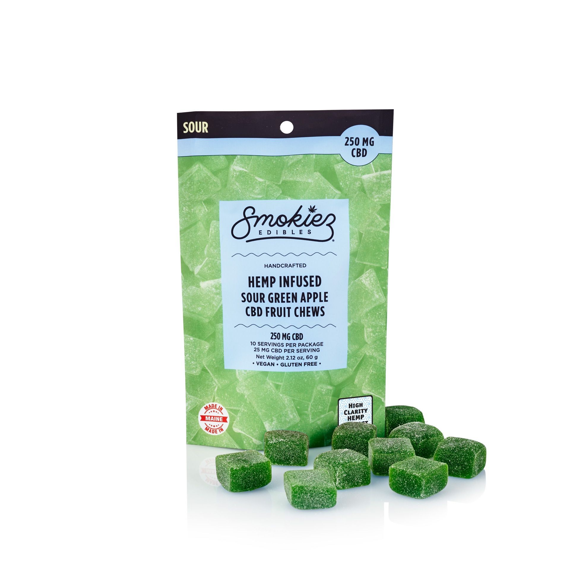 Smokiez Edibles Sour Green Apple Fruit Chews 250 mg CBD ME Leafly