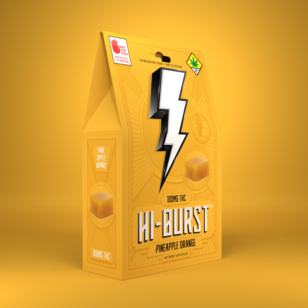 HiBurst Pineapple Orange Fruit Chews100mg 10pack Leafly