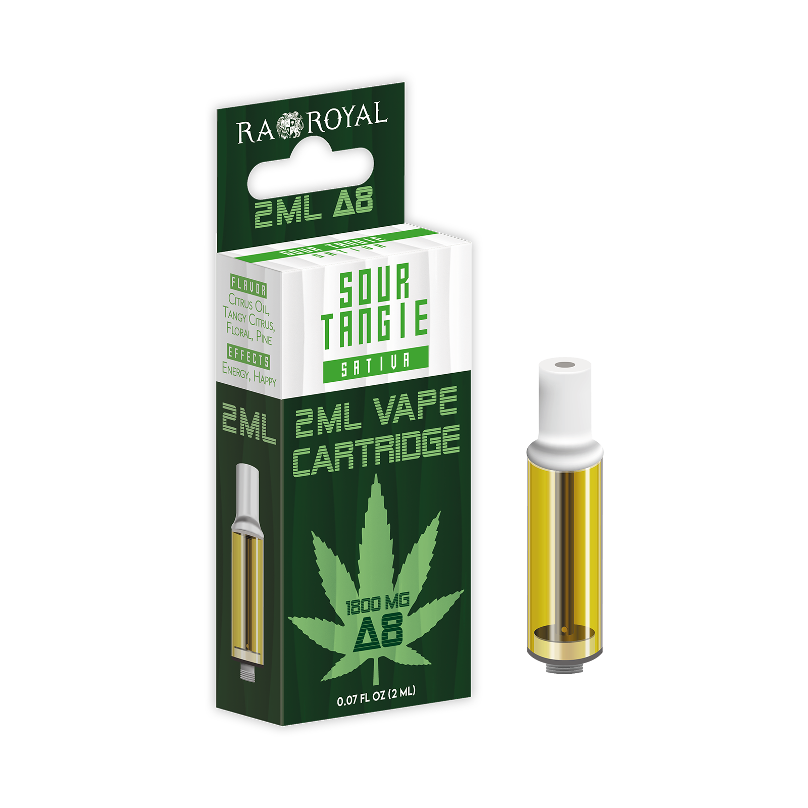 RA Royal: R.A Royal Delta-8 2ML Cartridge: Sour Tangie (Sativa) | Leafly