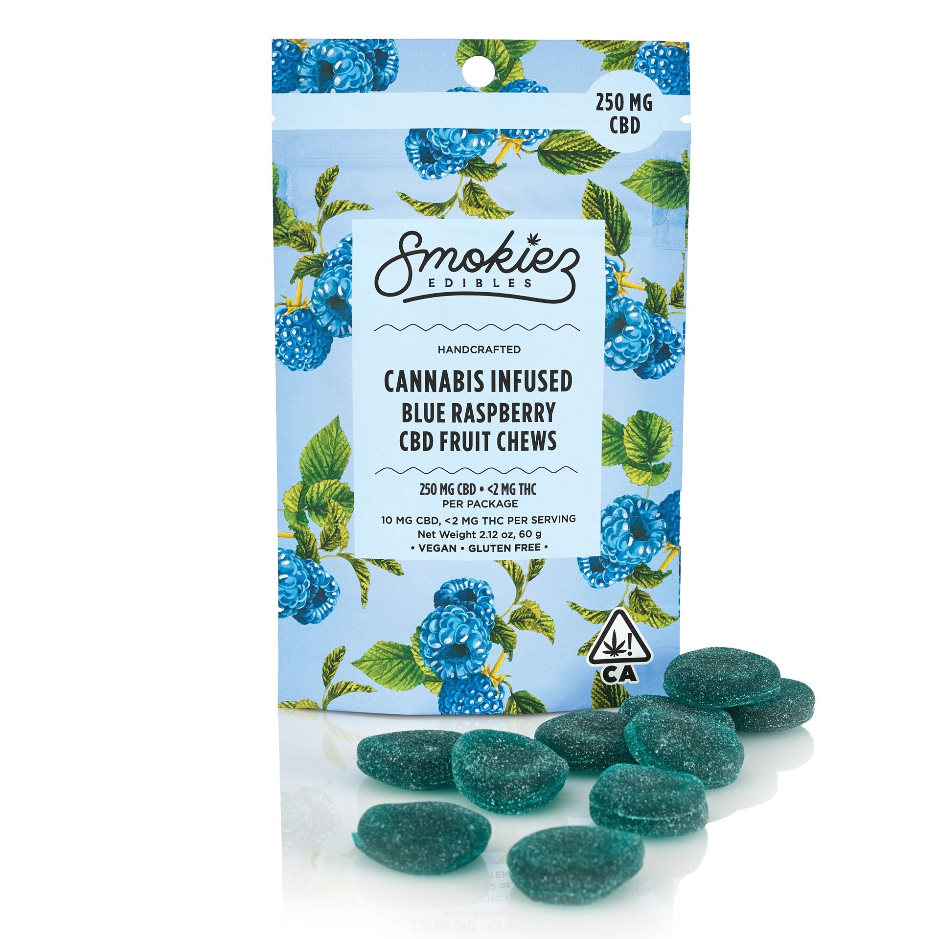 Smokiez Edibles Blue Raspberry CBD Fruit Chews 250mg 10pack Leafly