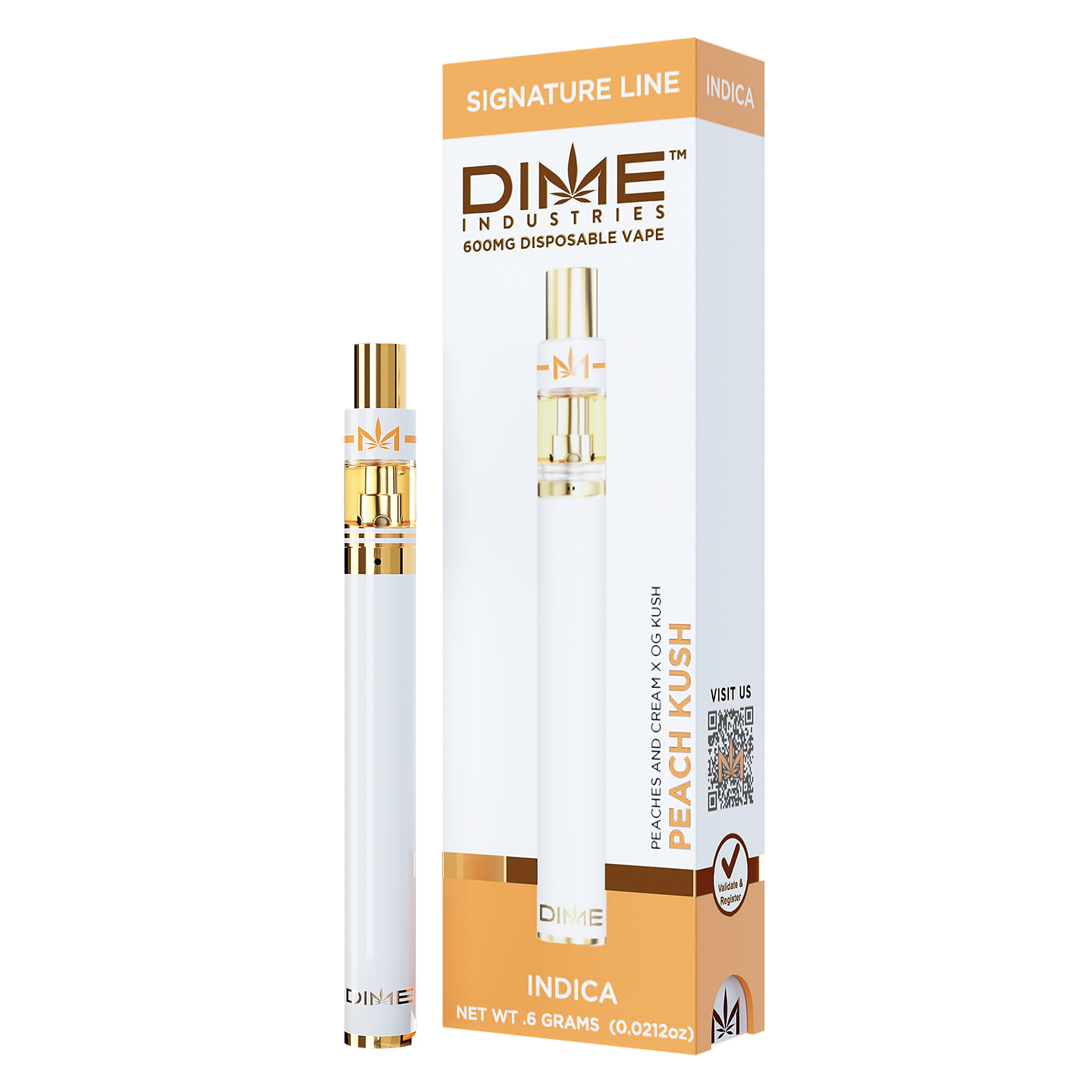 Dime Industries Peach Kush Disposable Pen 0.6g Leafly