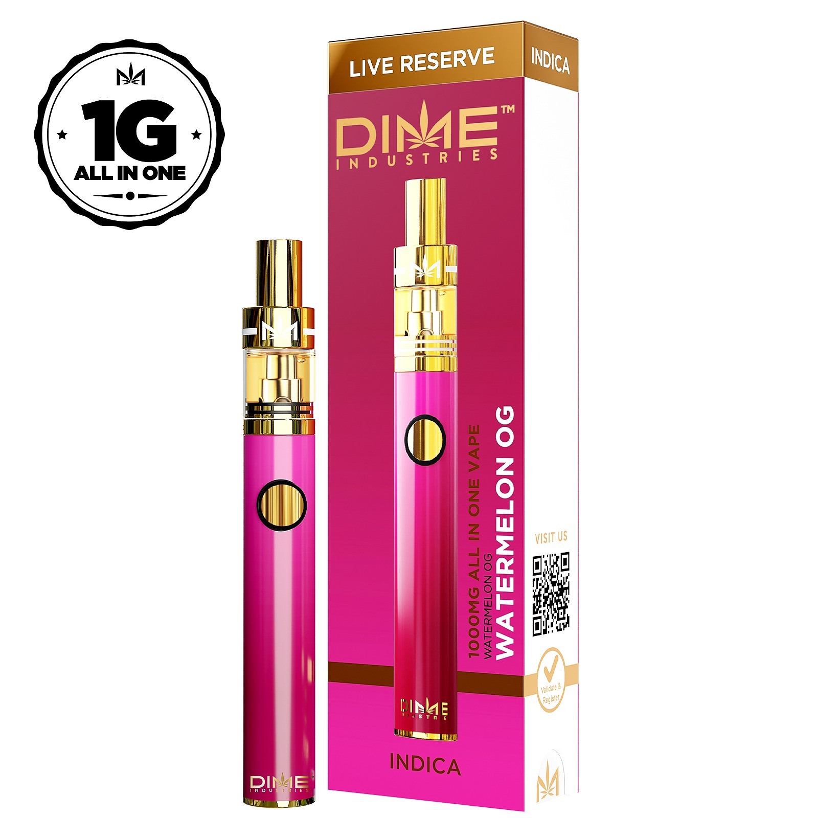 Dime Industries: Watermelon OG 1000mg All In One Device | Leafly