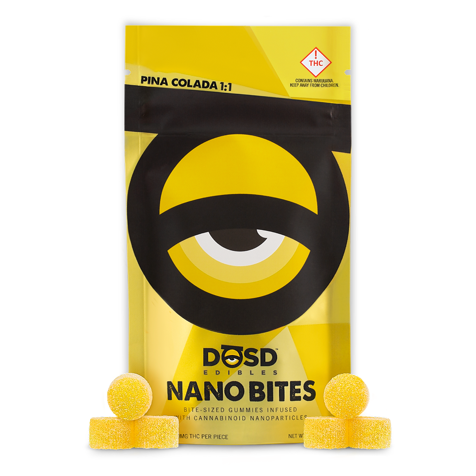 DOSD 250MG 1:1 NANO BITE GUMMIES - PINA COLADA (HYBRID)