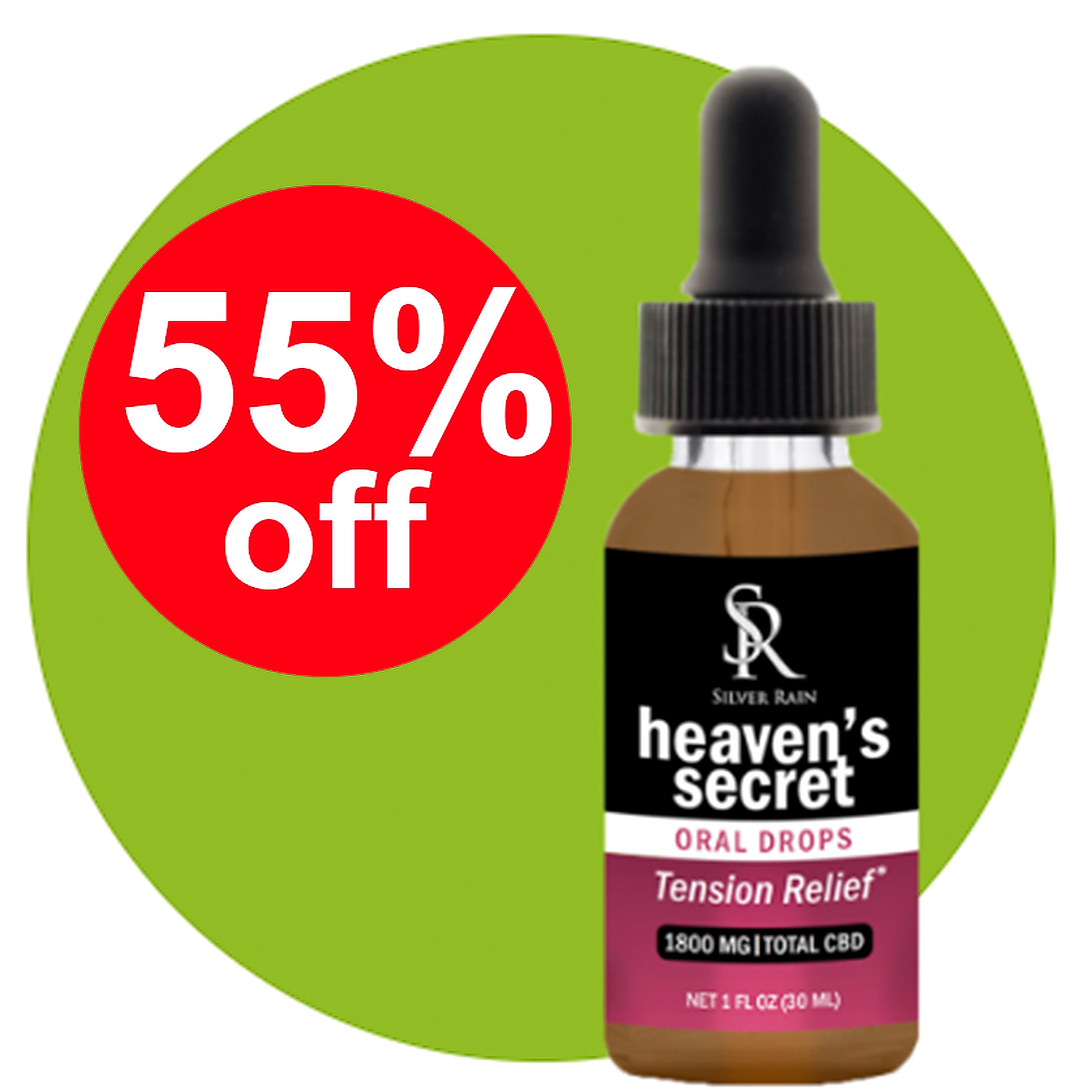 Heaven's Secret Tension Relief CBD Tincture - 55% off March special