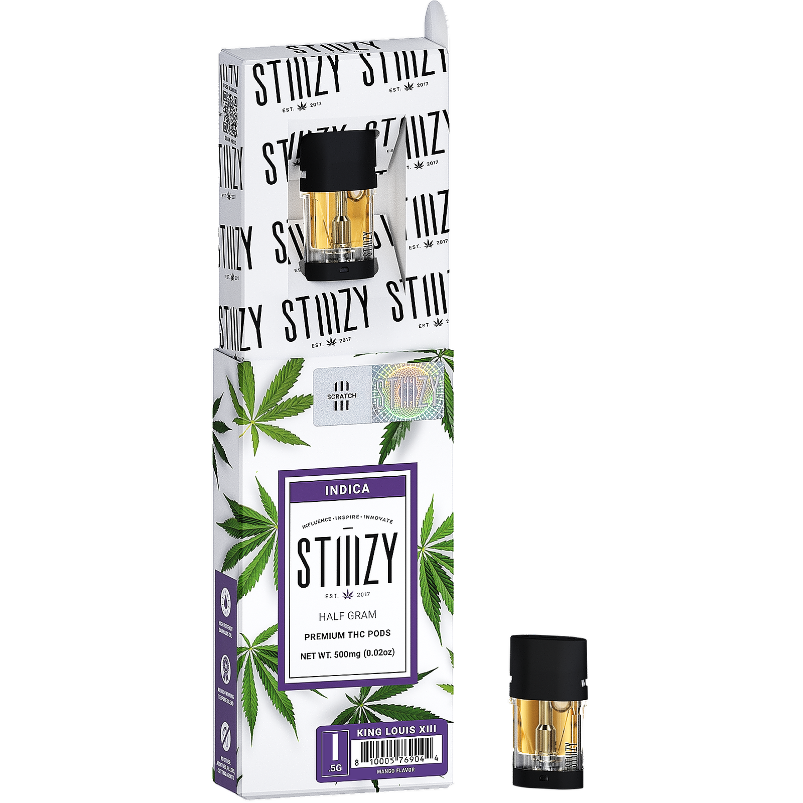 STIIIZY: KING LOUIS XIII, MANGO FLAVOR - PREMIUM THC POD .5G | Leafly