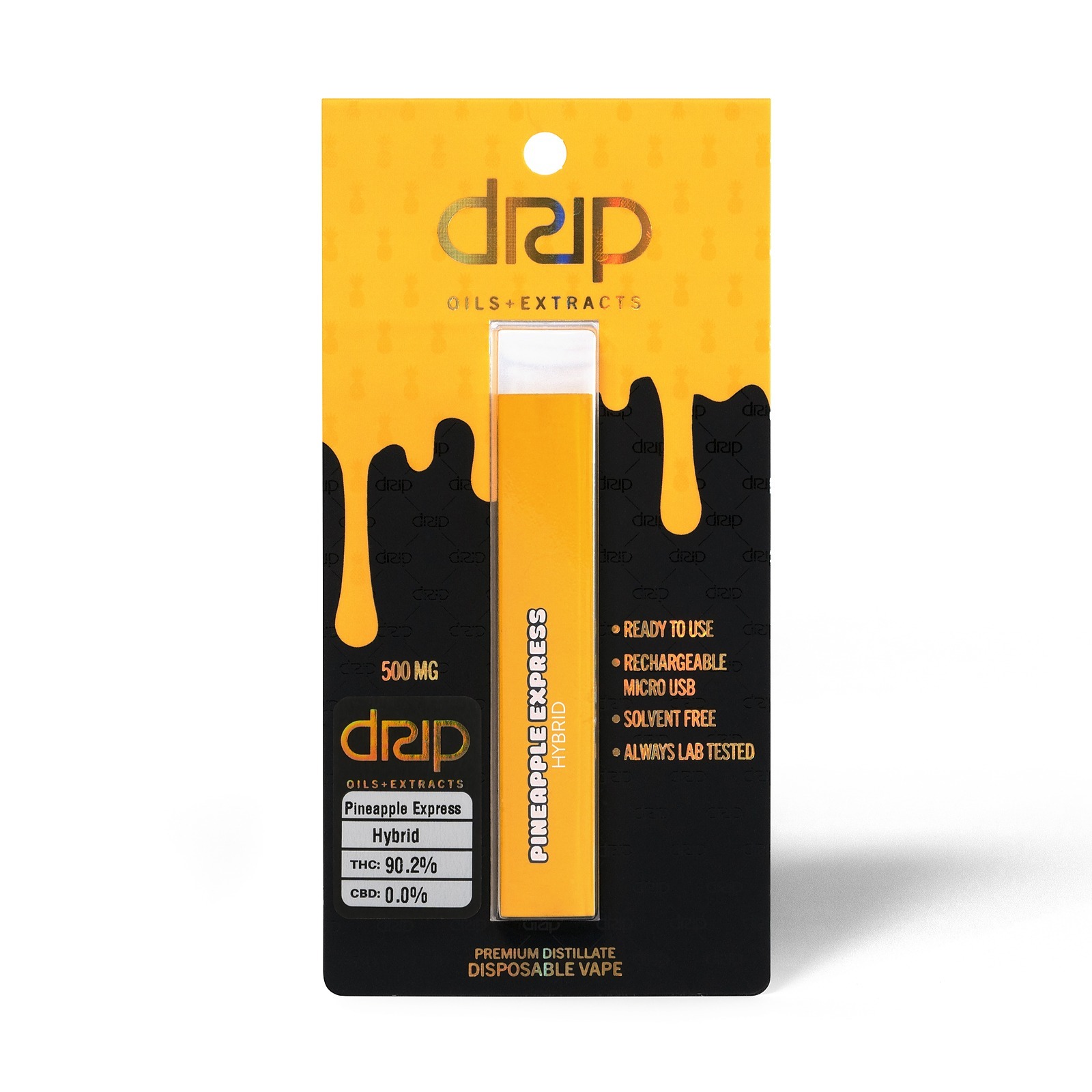 DRIP Oils + Extracts: Disposable Vape 500mg Pineapple Express