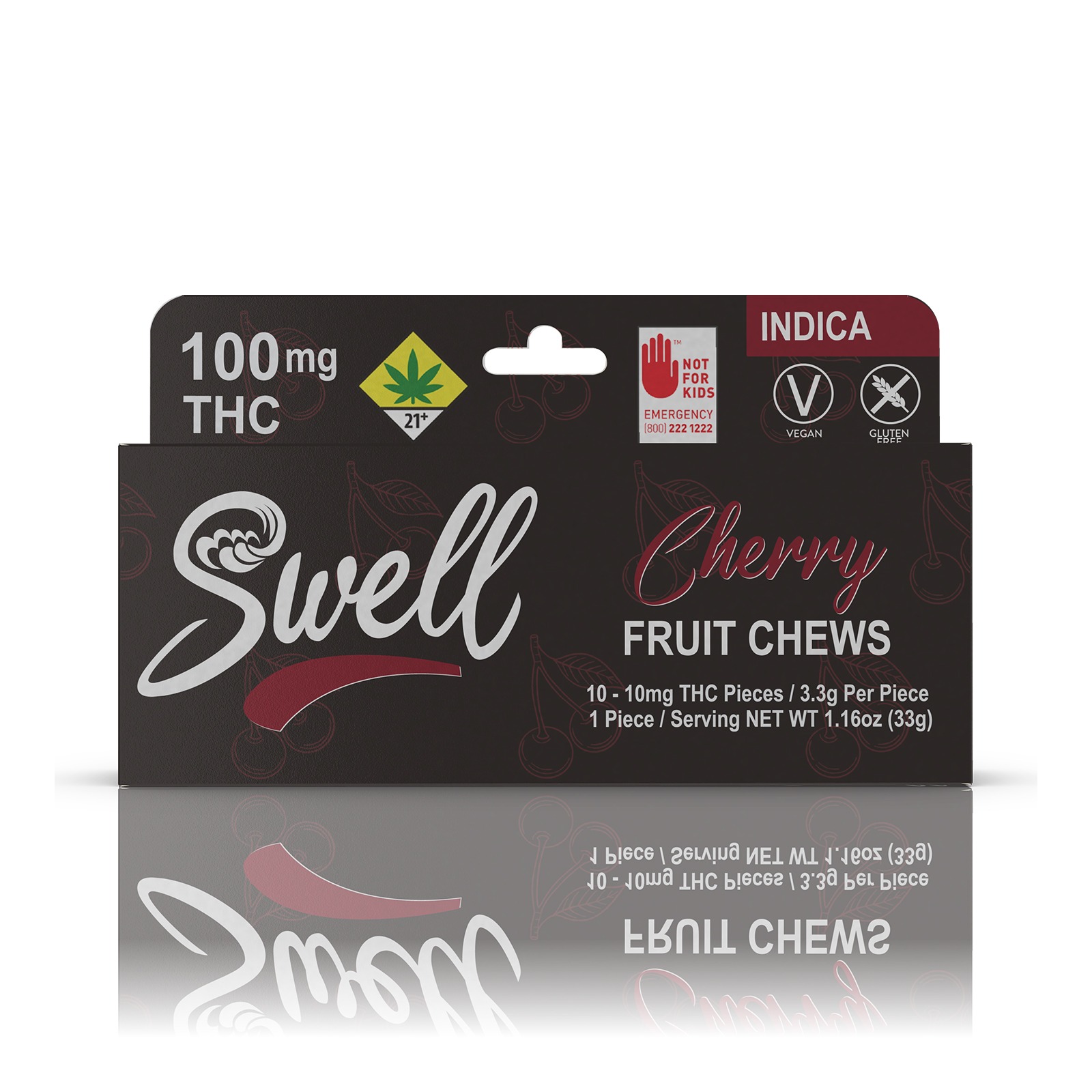 Swell Edibles Indica Cherry Fruit Chews 100mg 10pack Leafly