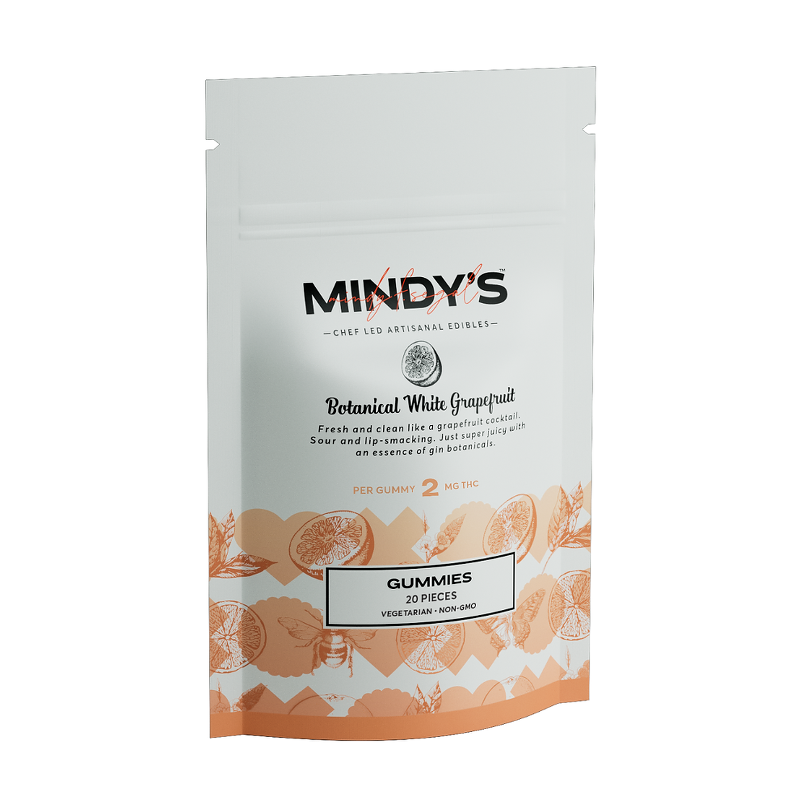 Mindy's Edibles Botanical White Grapefruit Gummies 40mg 20pack Leafly