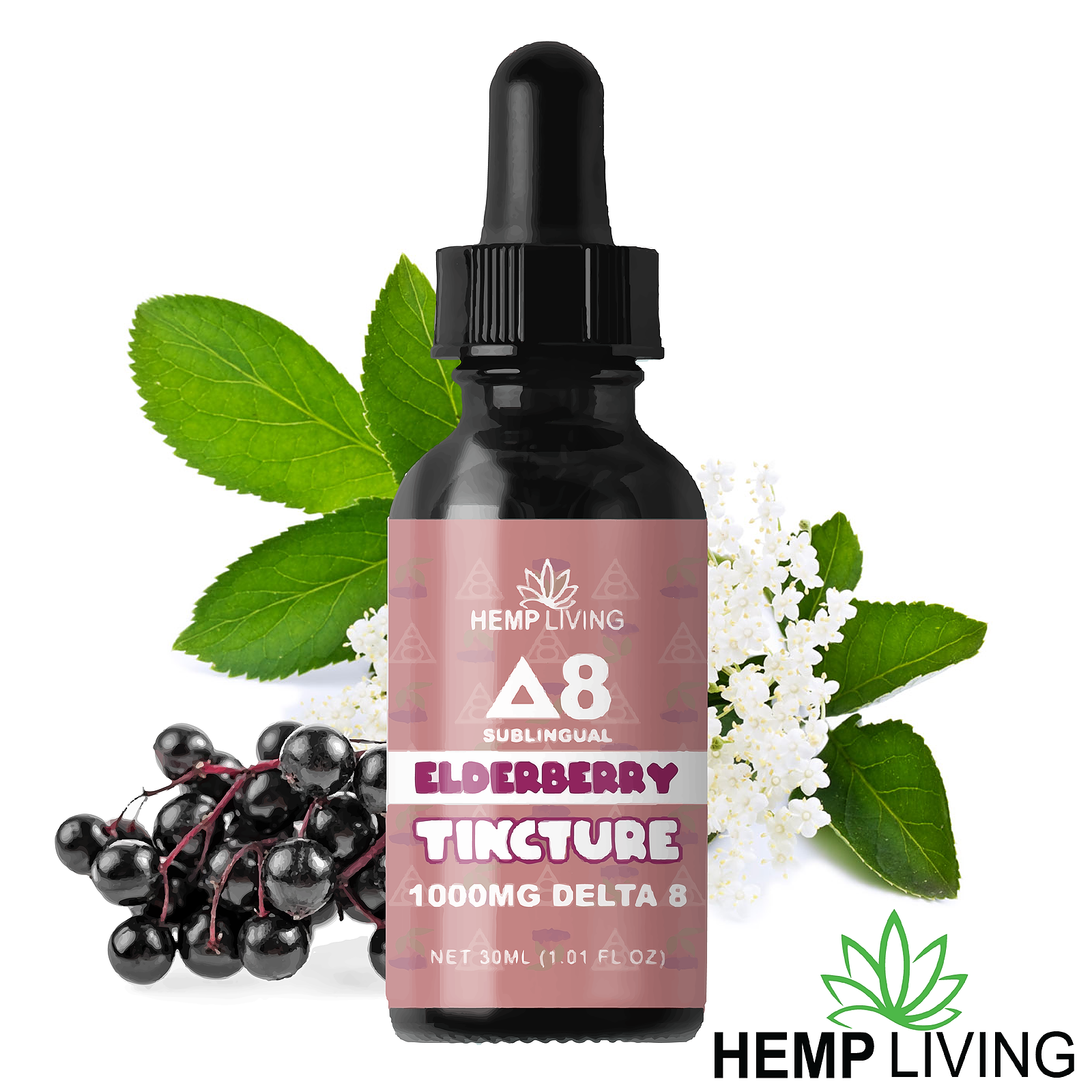 Hemp Living: Hemp Living - Delta 8 Tincture - 1000mg/30mL - Elderberry ...