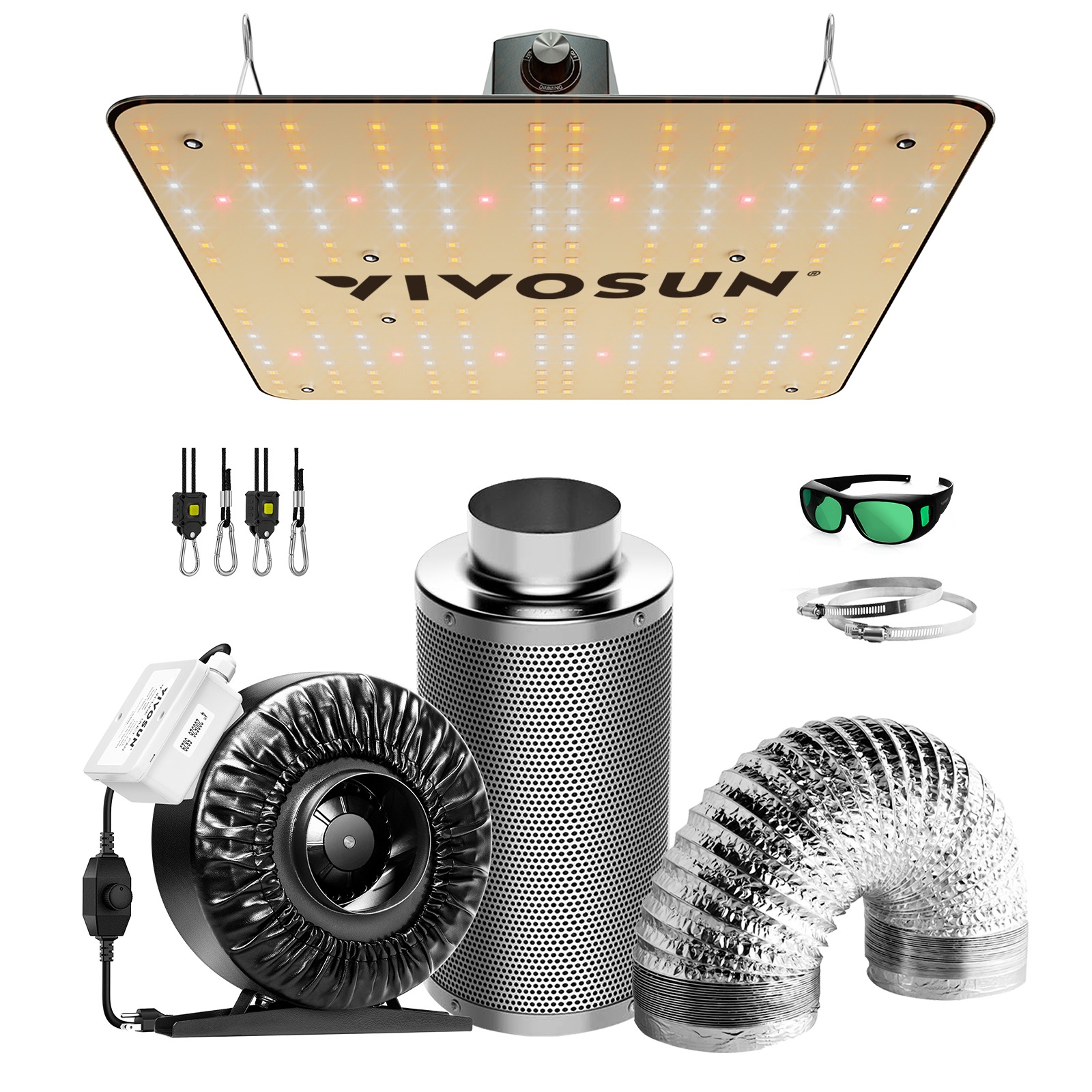 VIVOSUN VIVOSUN Grow Light VS1000 4 Inch 203 CFM Inline Fan Filter Kit