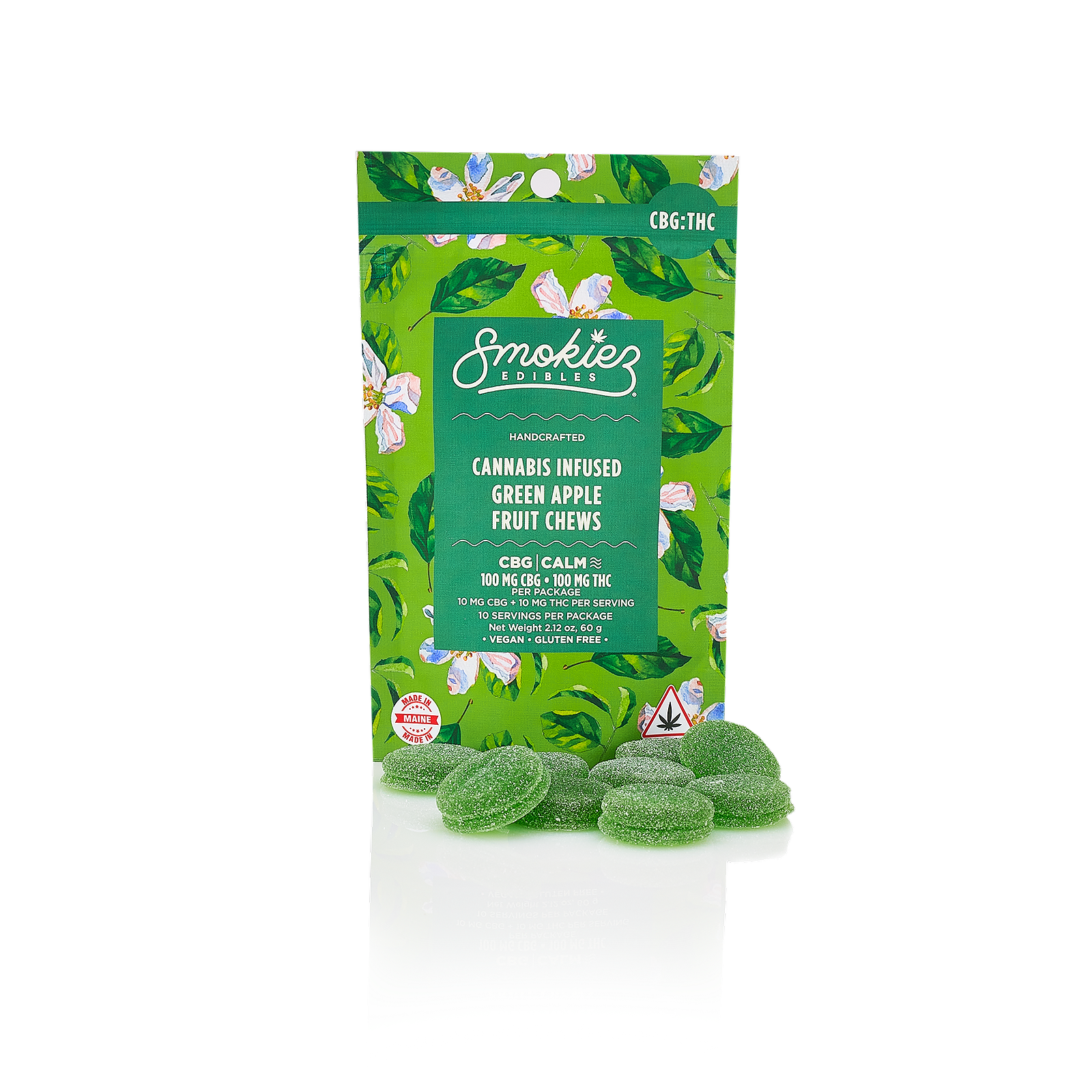 Smokiez Edibles Smokiez Green Apple 100mg CBG 100mg THC 11 Fruit Chews 10pk ME Leafly