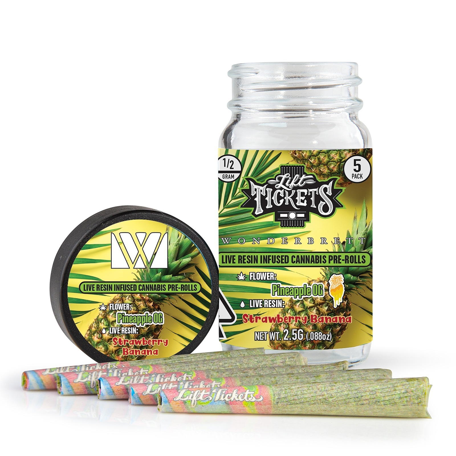 Lift Tickets Pineapple Og X Strawberry Banana 05g Infused Pre Roll Multipack 5 Hybrid 0297