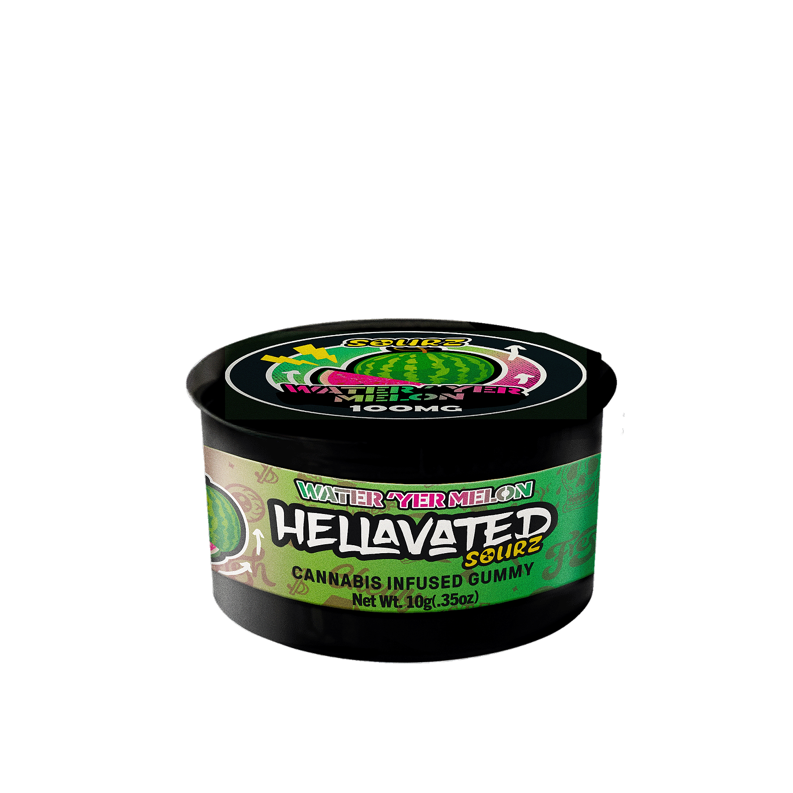Hellavated Water'yer Melon (1pc) Sour Gummiez 100mg Leafly