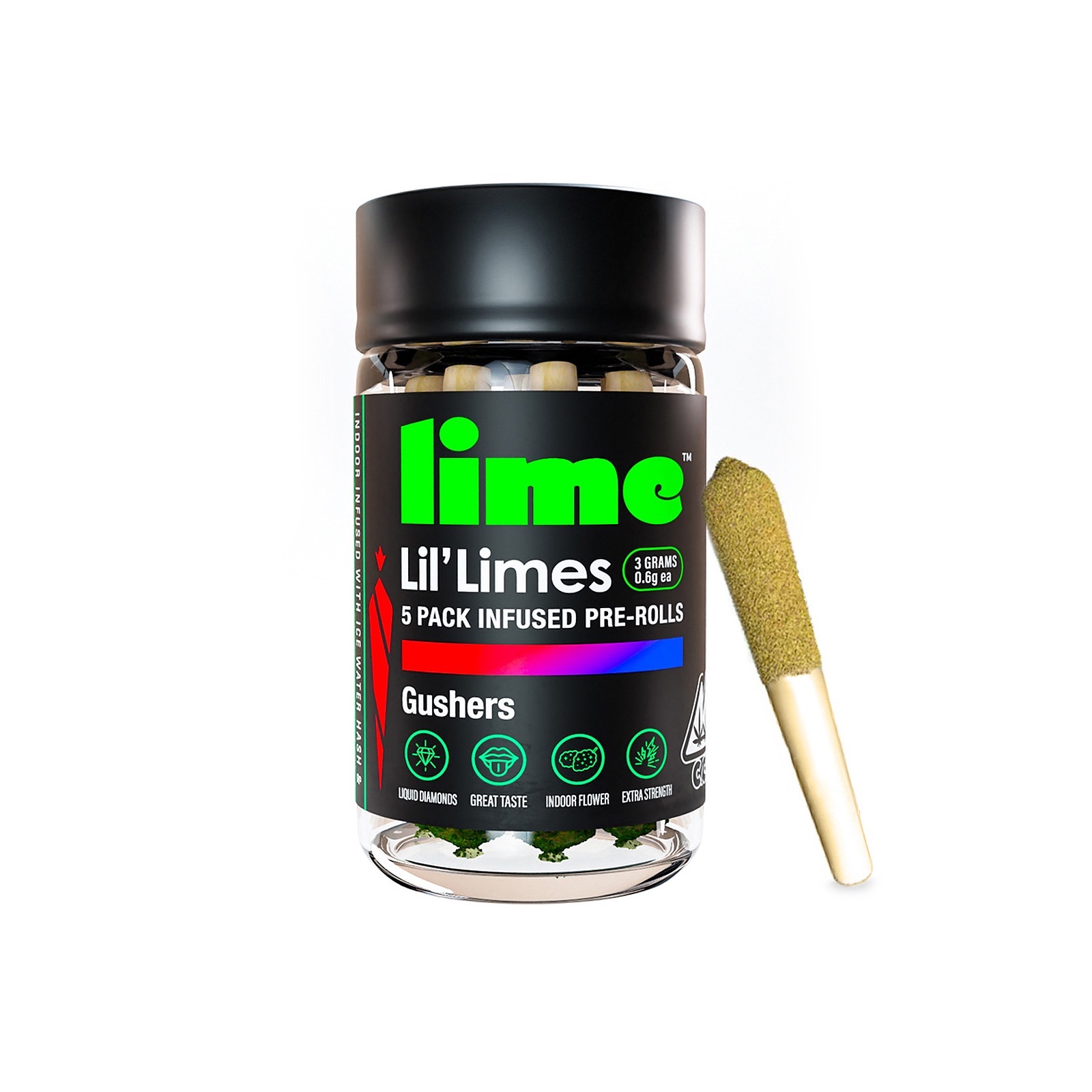 Lime Diamond & Hash Infused Lil' Limes (.6g x 5 Mini Pre Rolls