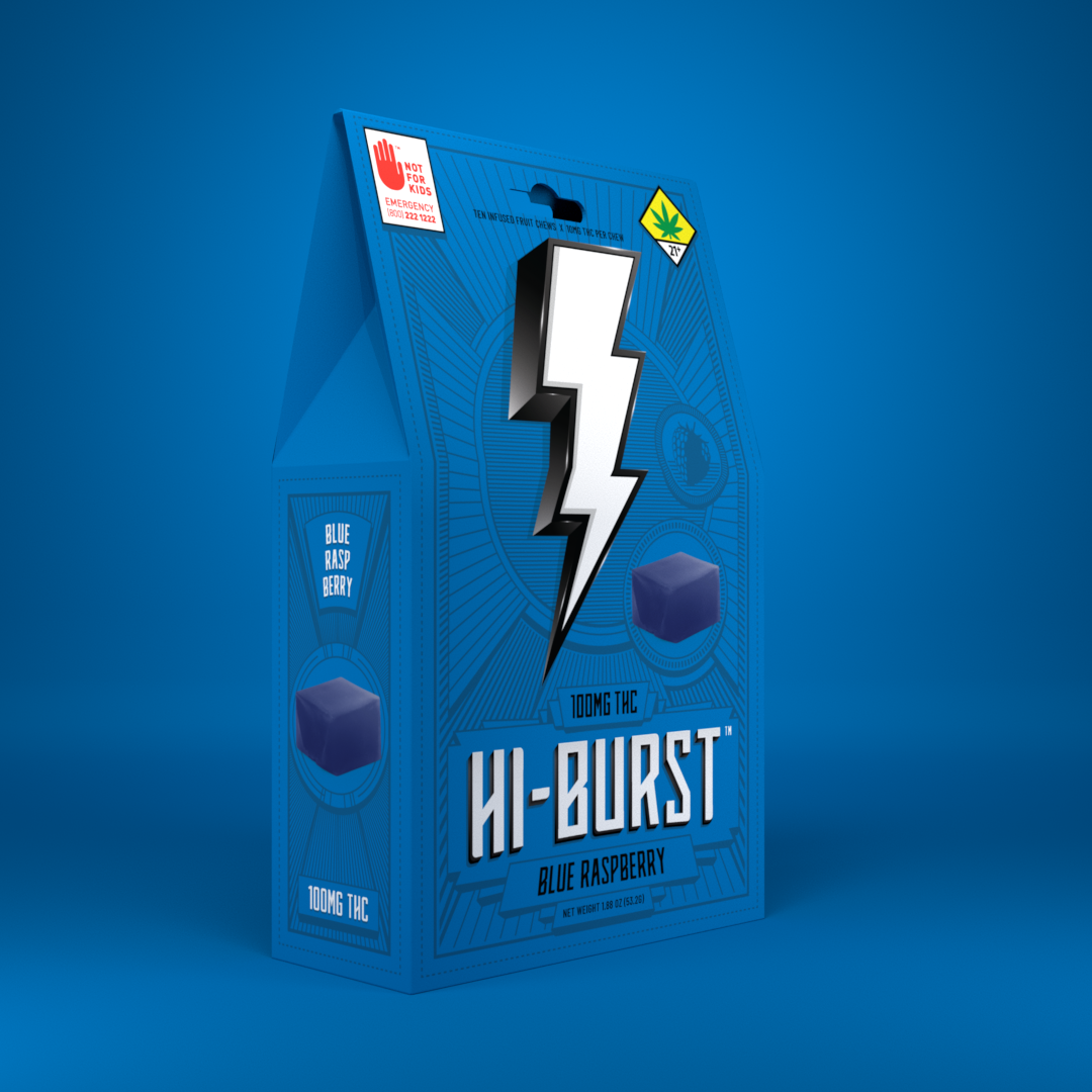 HiBurst Blue Raspberry Fruit Chews 100mg 10pack Leafly