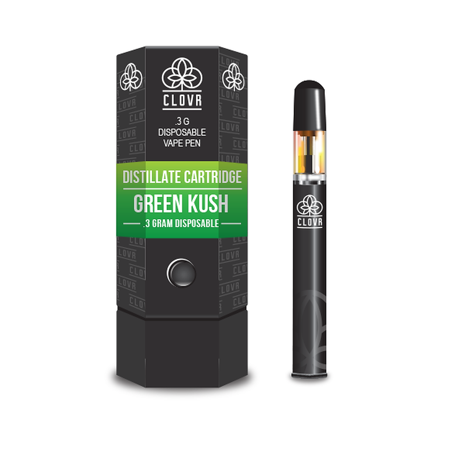 CLOVR CLOVR disposable vape pen 300 mg distillate Green Kush