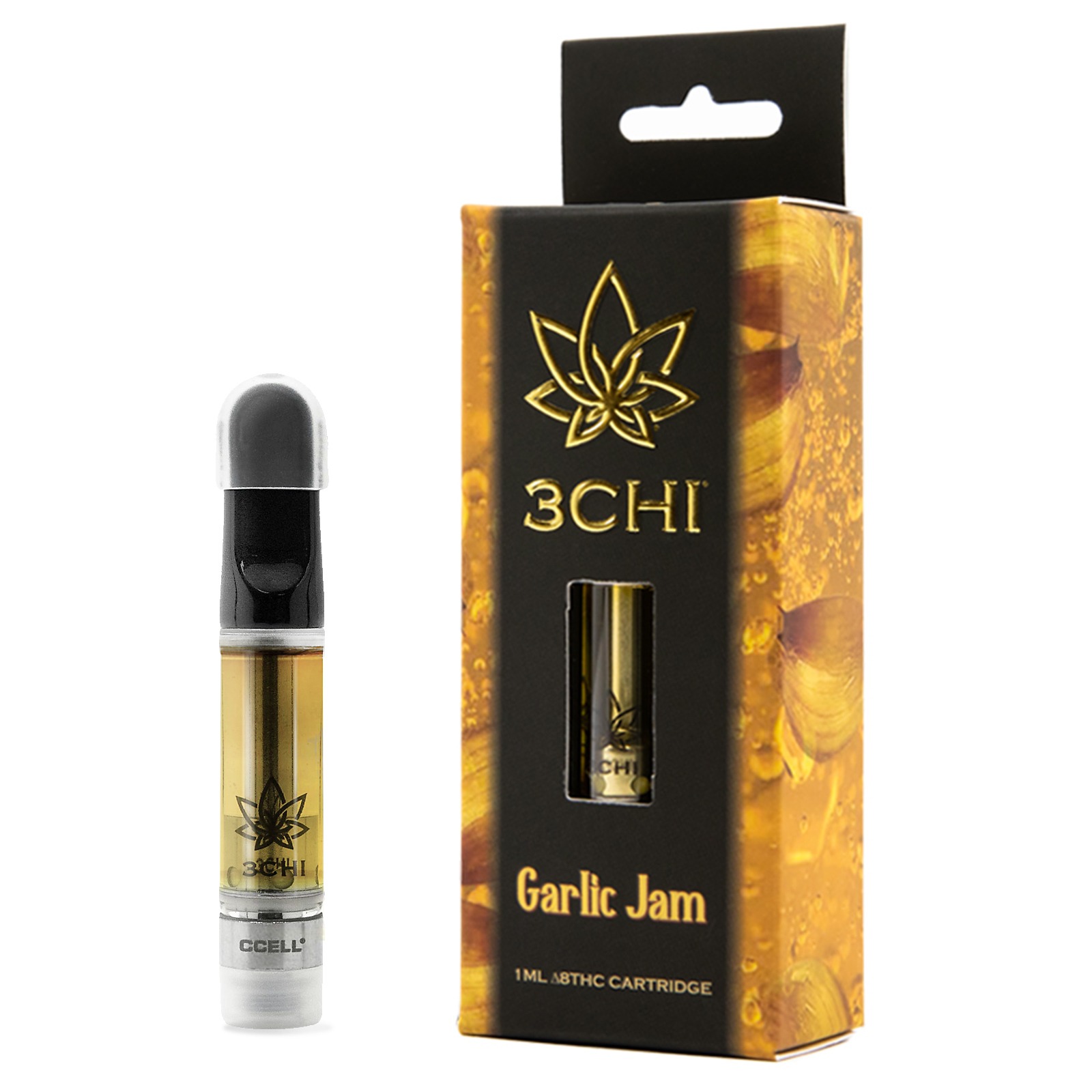 3CHI Delta 8 THC Vape Cartridge Garlic Jam (CDT) 1ml Leafly