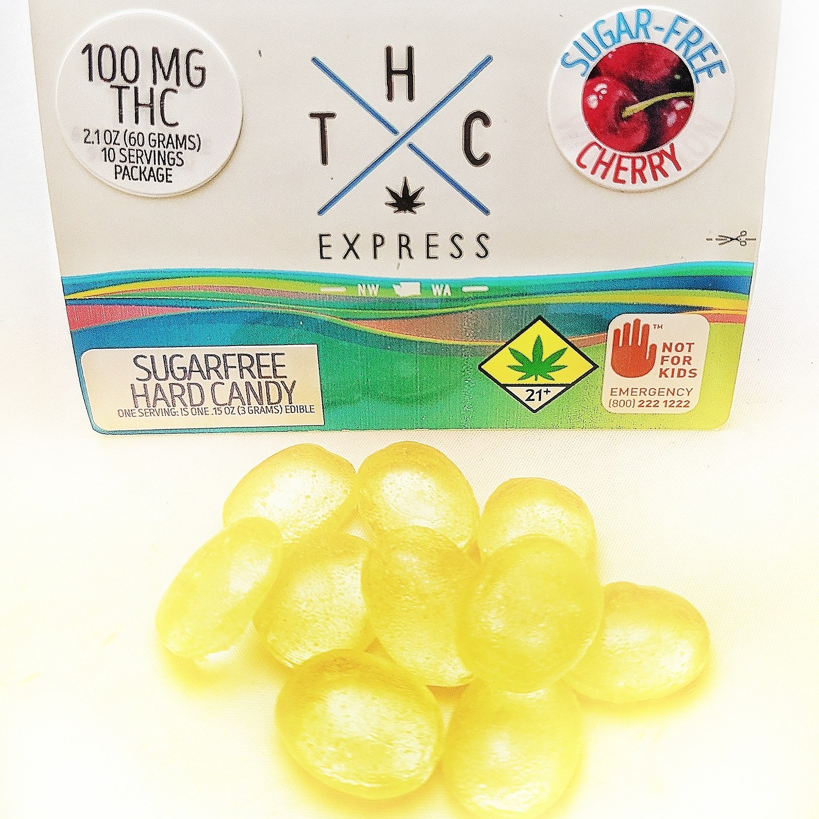 THC Express: Cherry SugarFree Hard Candies 100mg 10-Pack | Leafly