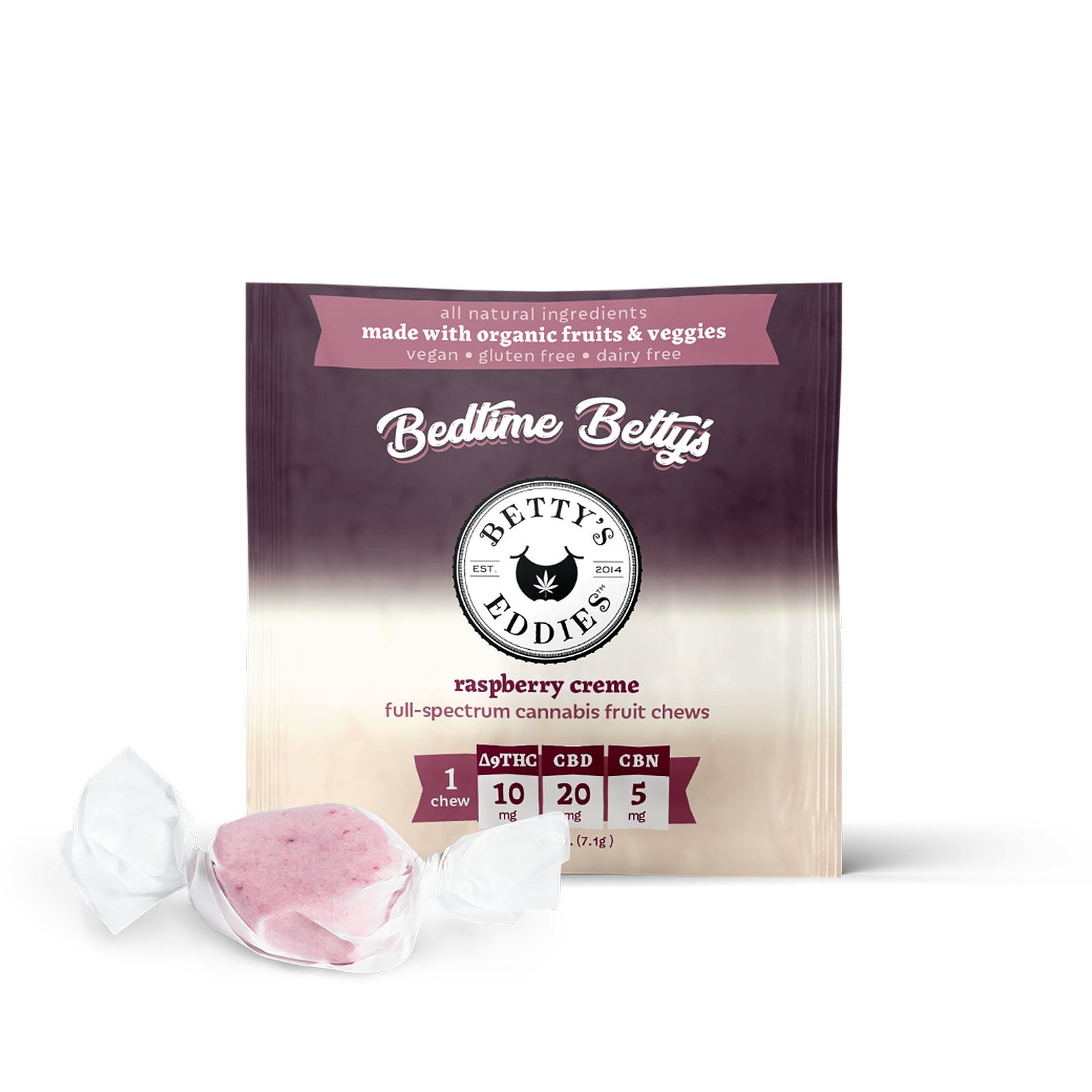 Betty's Eddies: Bedtime Betty's - Raspberry Creme [1pk] (10mg THC/20mg ...