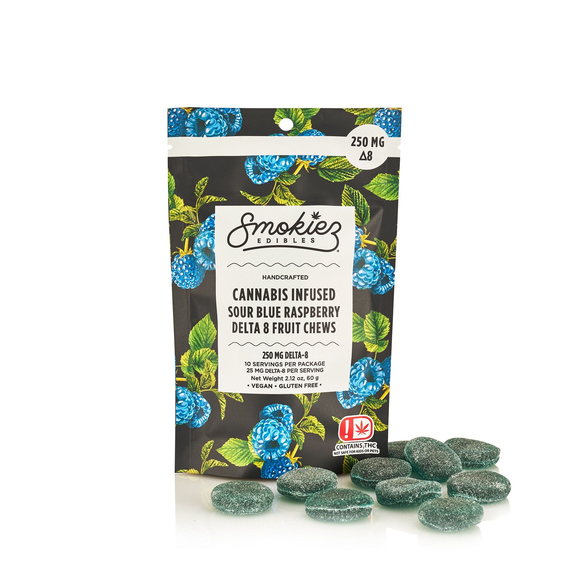 Smokiez Edibles Sour Blue Raspberry Fruit Chews 250mg Delta 8 Thc Ok Leafly 6972