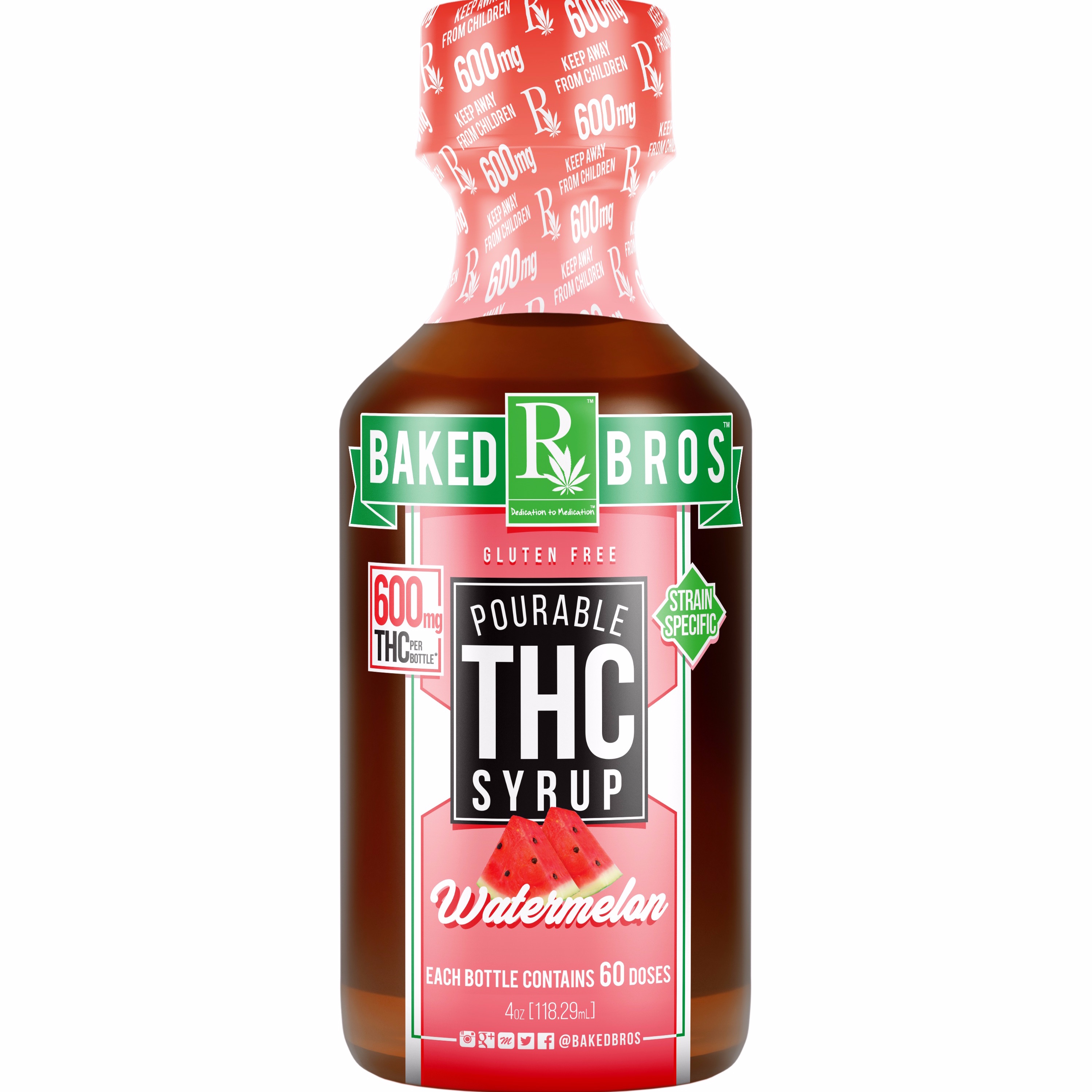 Baked Bros™ THC Watermelon Syrup 600mg Leafly