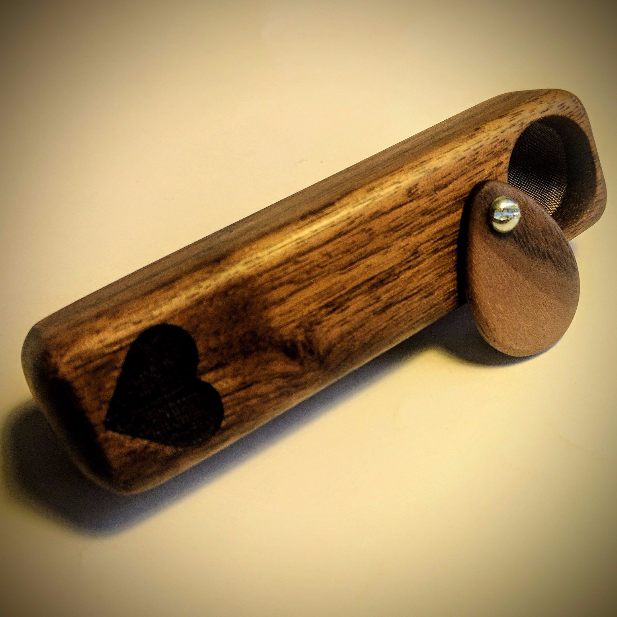 Valentines Heart Pipe WALNUT Wooden Handmade Travel