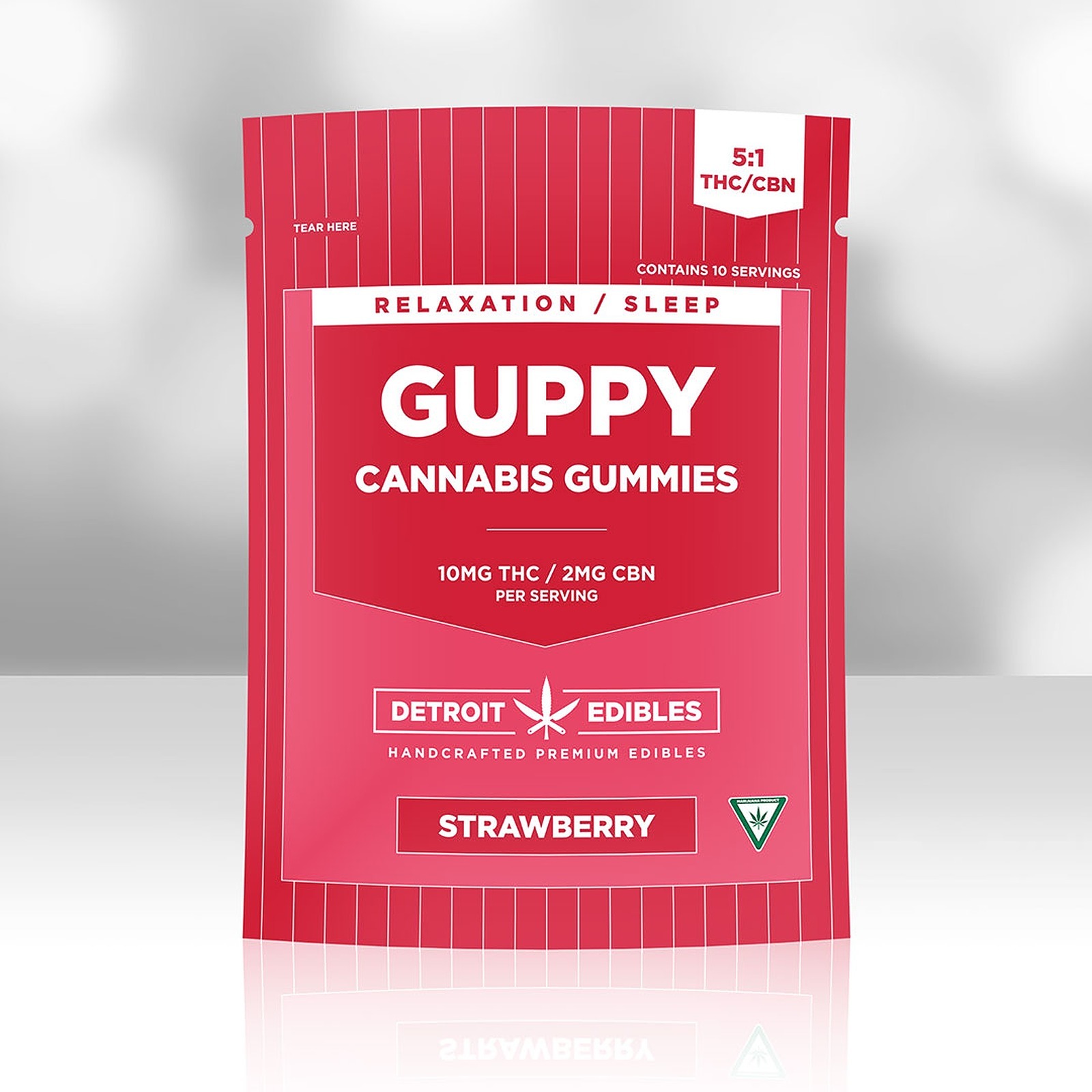 Detroit Edibles: Strawberry Guppy Gummies - 50mg THC/10mg CBN | Leafly