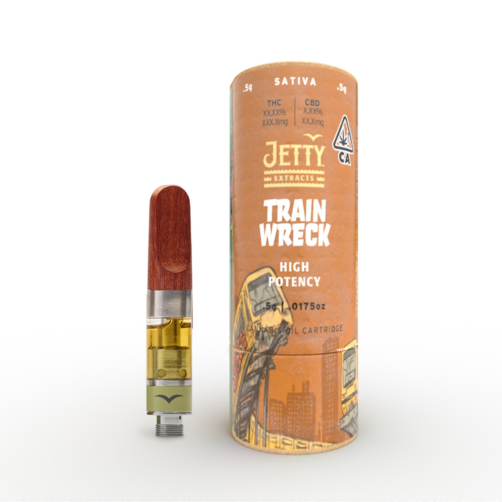 Jetty Extracts Trainwreck HIGH THC Cartridge .5g Leafly