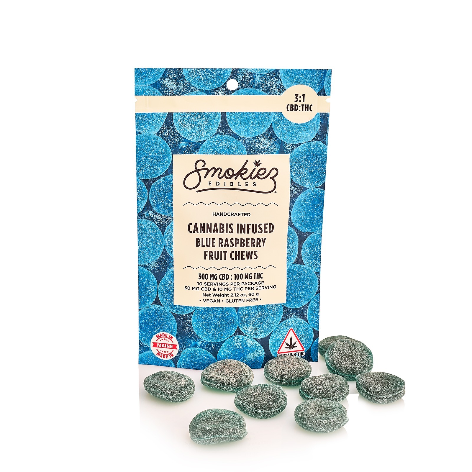 Smokiez Edibles 31 Blue Raspberry 300mg CBD/100mg THC Maine Leafly