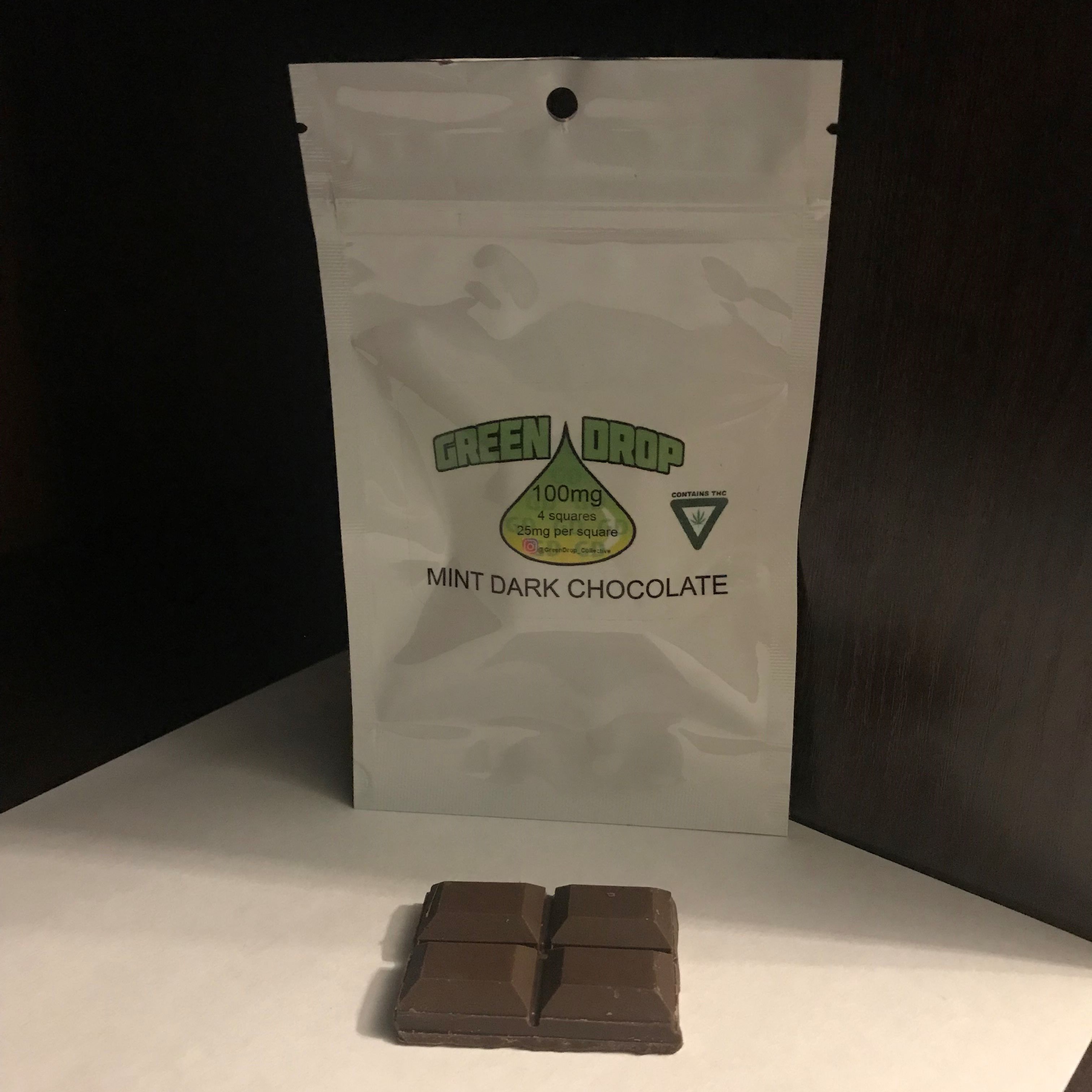 Green Drop Edibles Mint Dark Chocolate 200mg 8pack Leafly