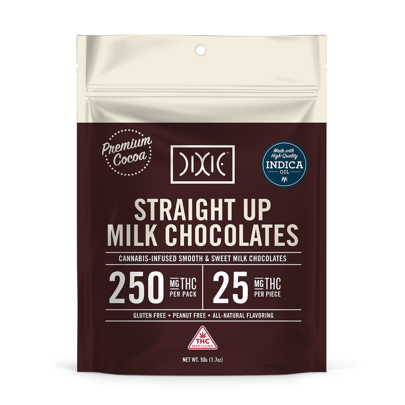 Curio Wellness Dixie Straight Up Milk Chocolate Indica [250mg] Leafly