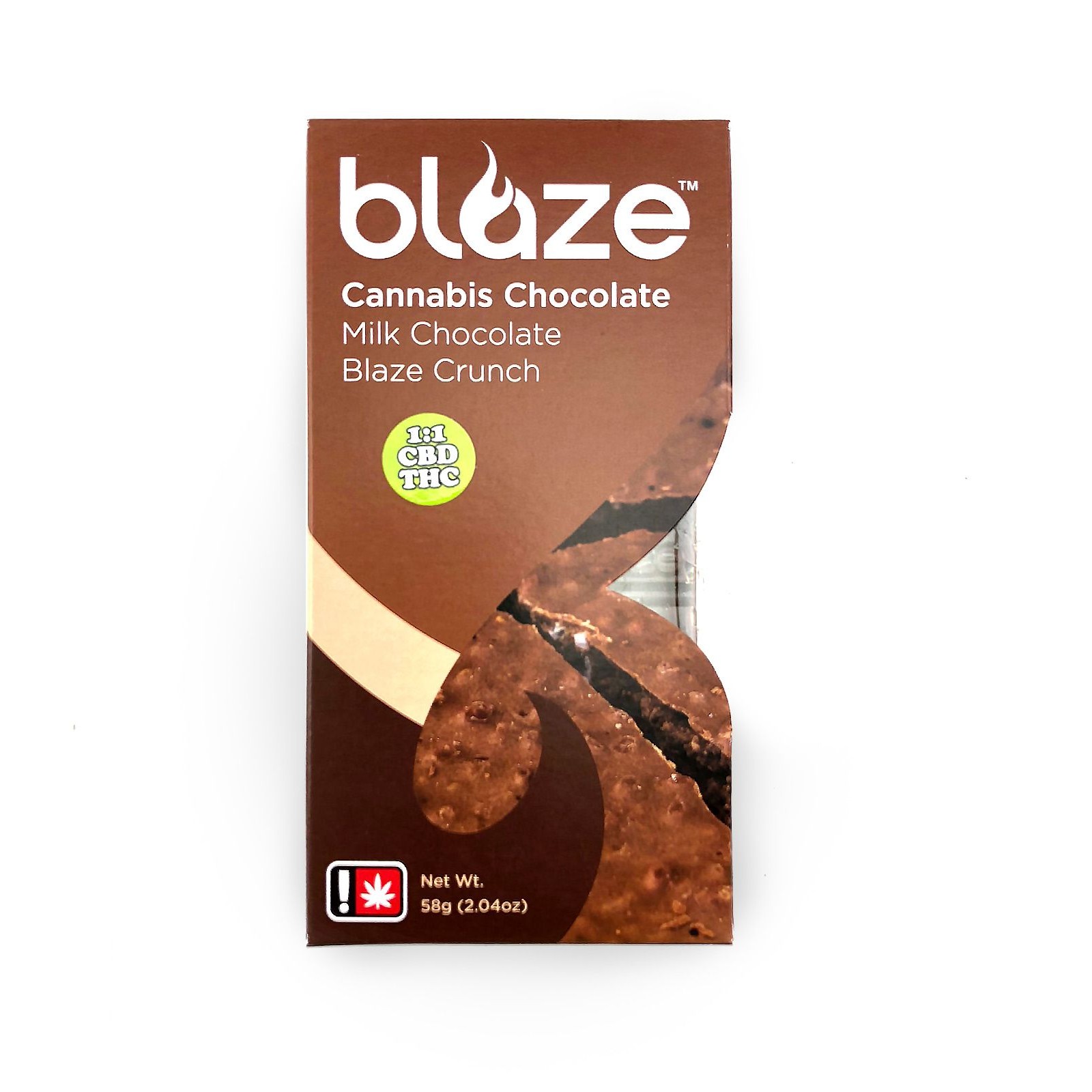 Chocolate Bar 1:1 CBD THC | Blaze Crunch | Up To 50mg Each