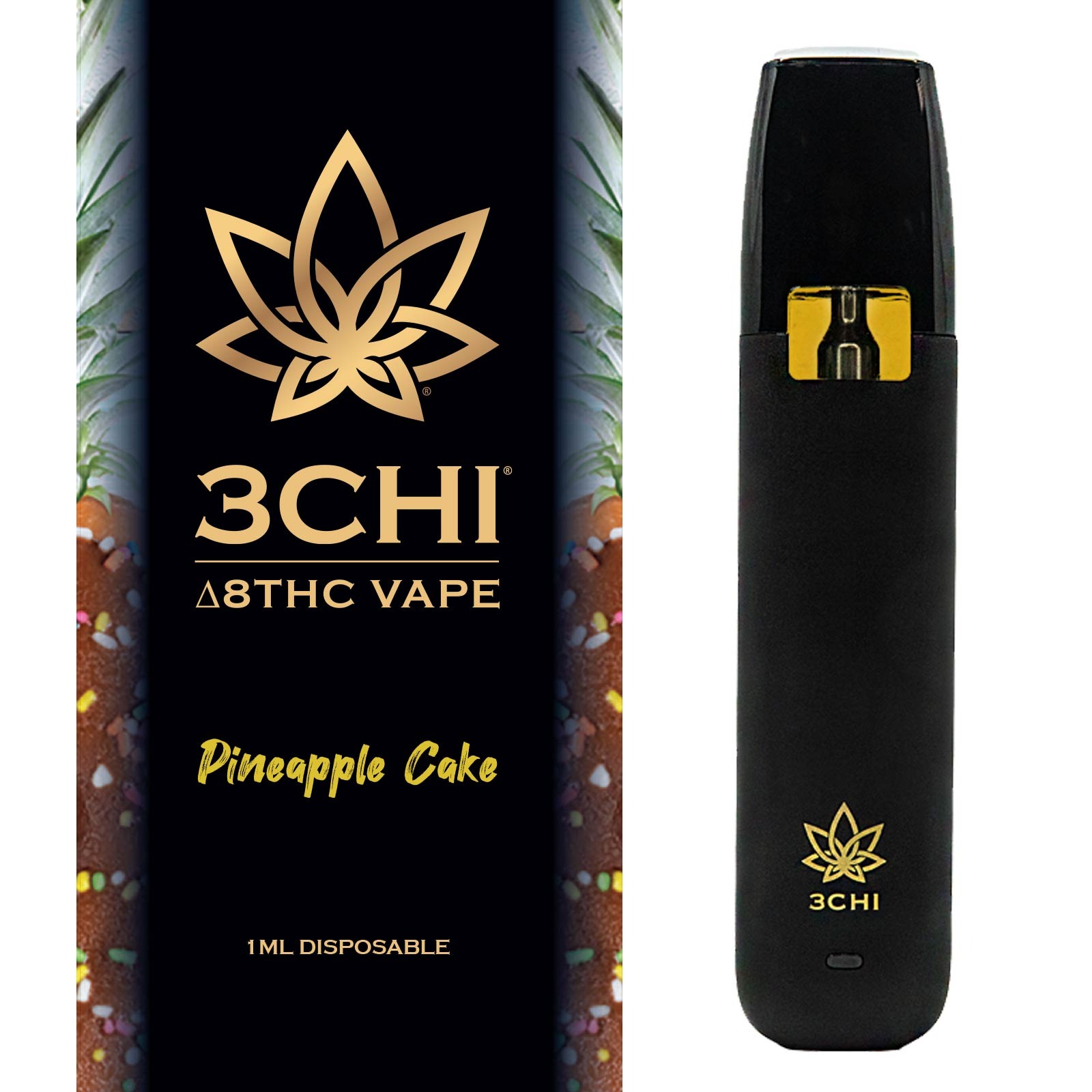3CHI Delta 8 THC Disposable Vape Cartridge Pineapple Cake 1ml Leafly