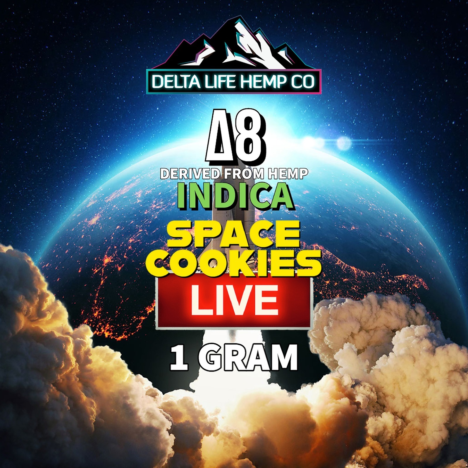 Delta Life Hemp: Delta 8 Space Cookies Live Resin 1 Gram Indica